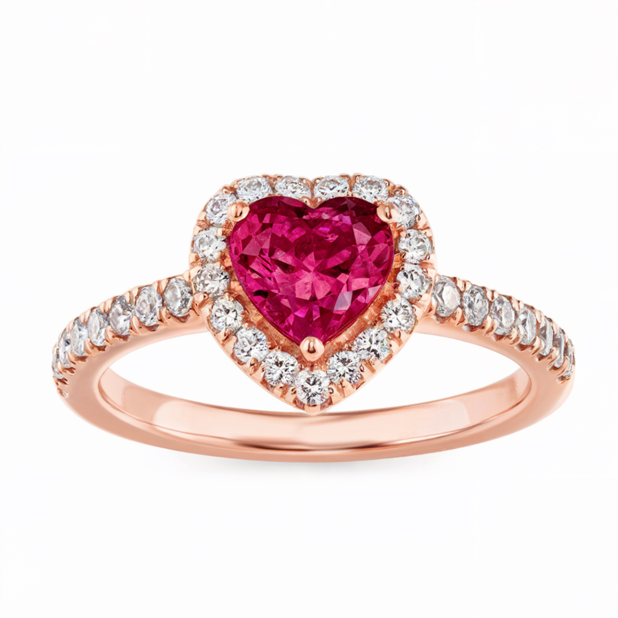 ヴィンテージ ヘイロー 2CT ハート エンゲージリング