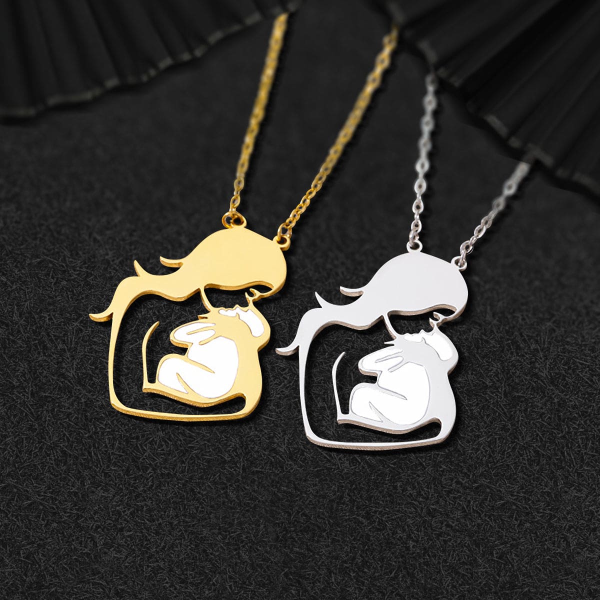 母の愛 ハート ペンダント ネックレス - ステンレス製