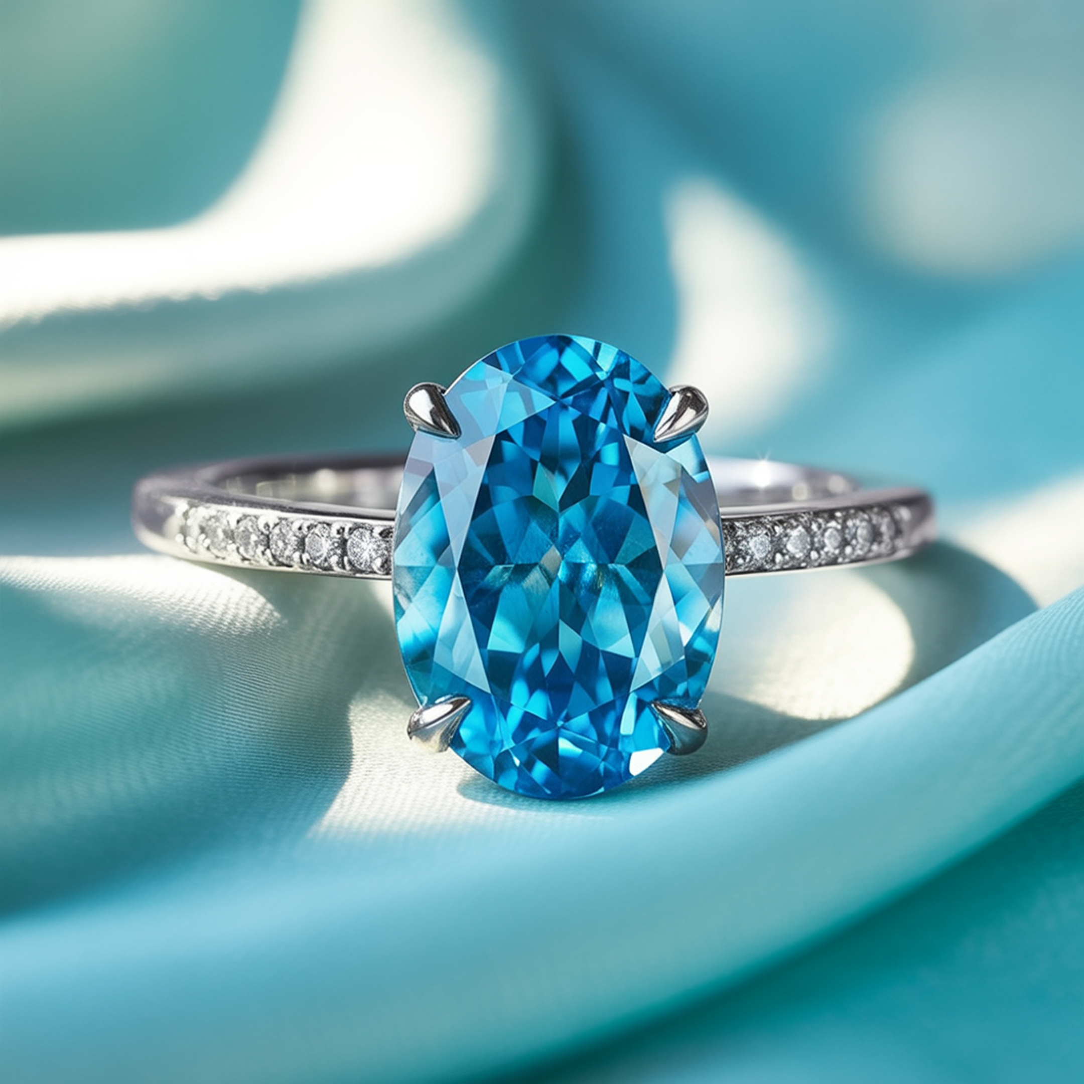 オパライン - ブルーモアッサナイトリング