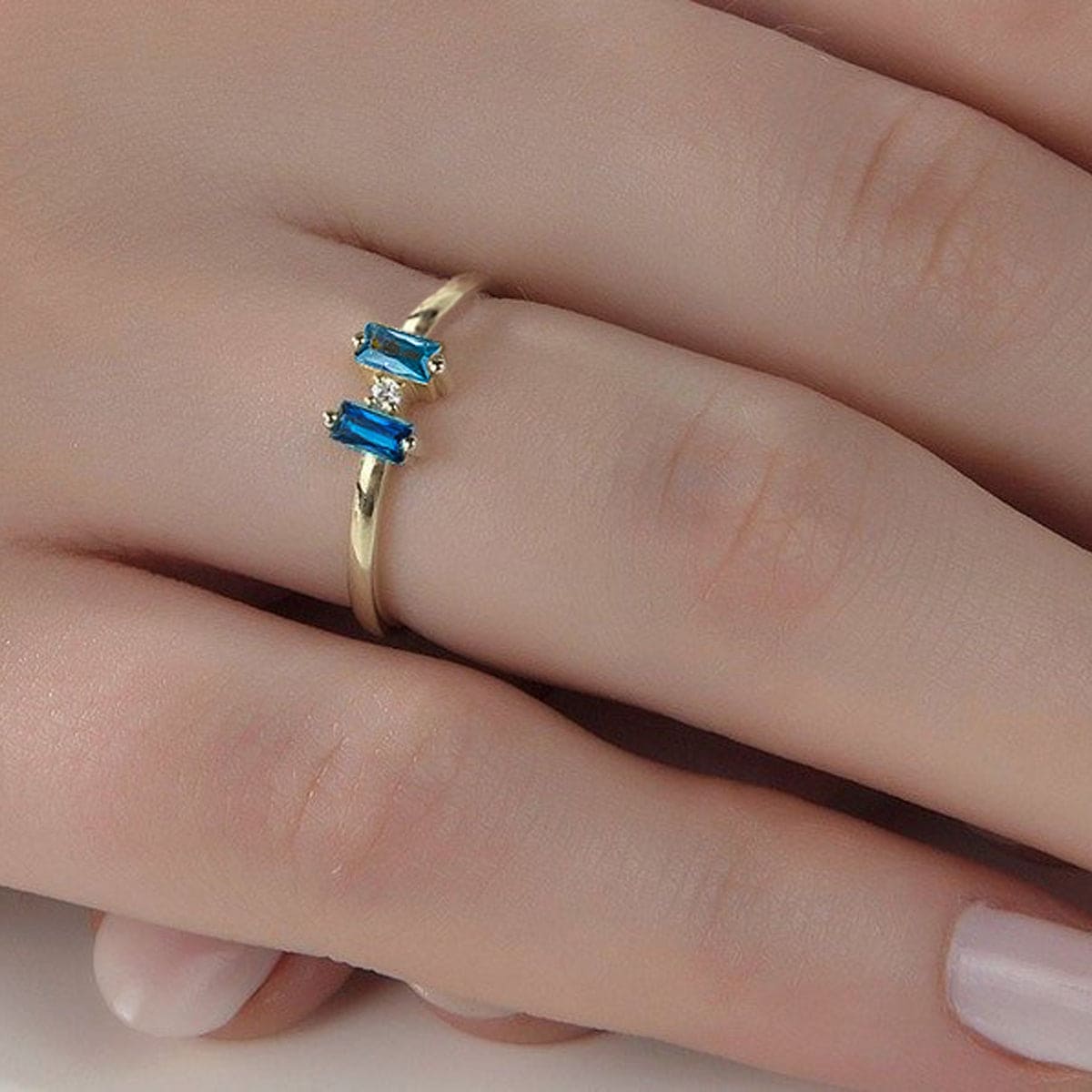 Personalized Family Baguette Cut Birthstones Ring - S925 Sterling Silver