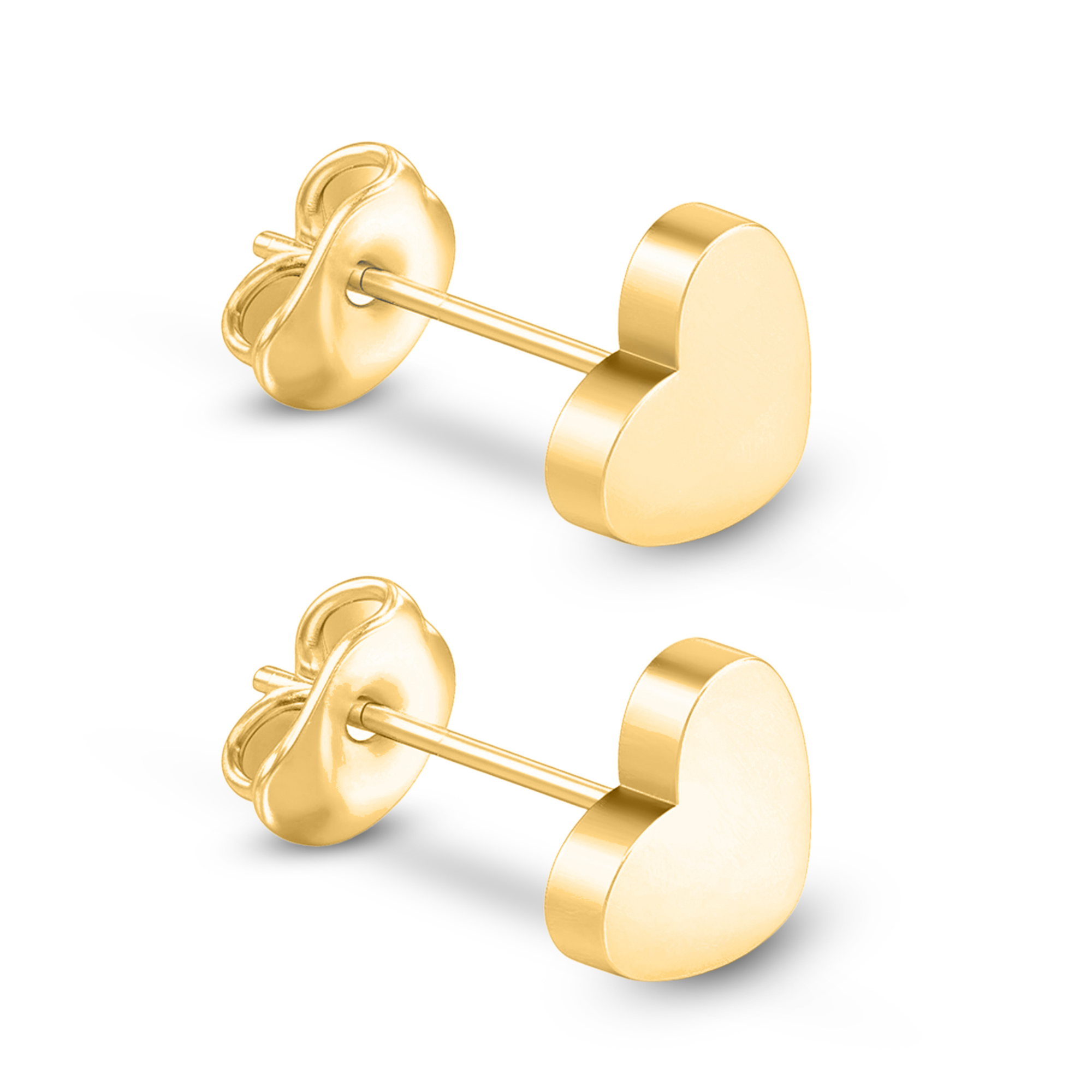 優美なフラットハートスタッドピアス