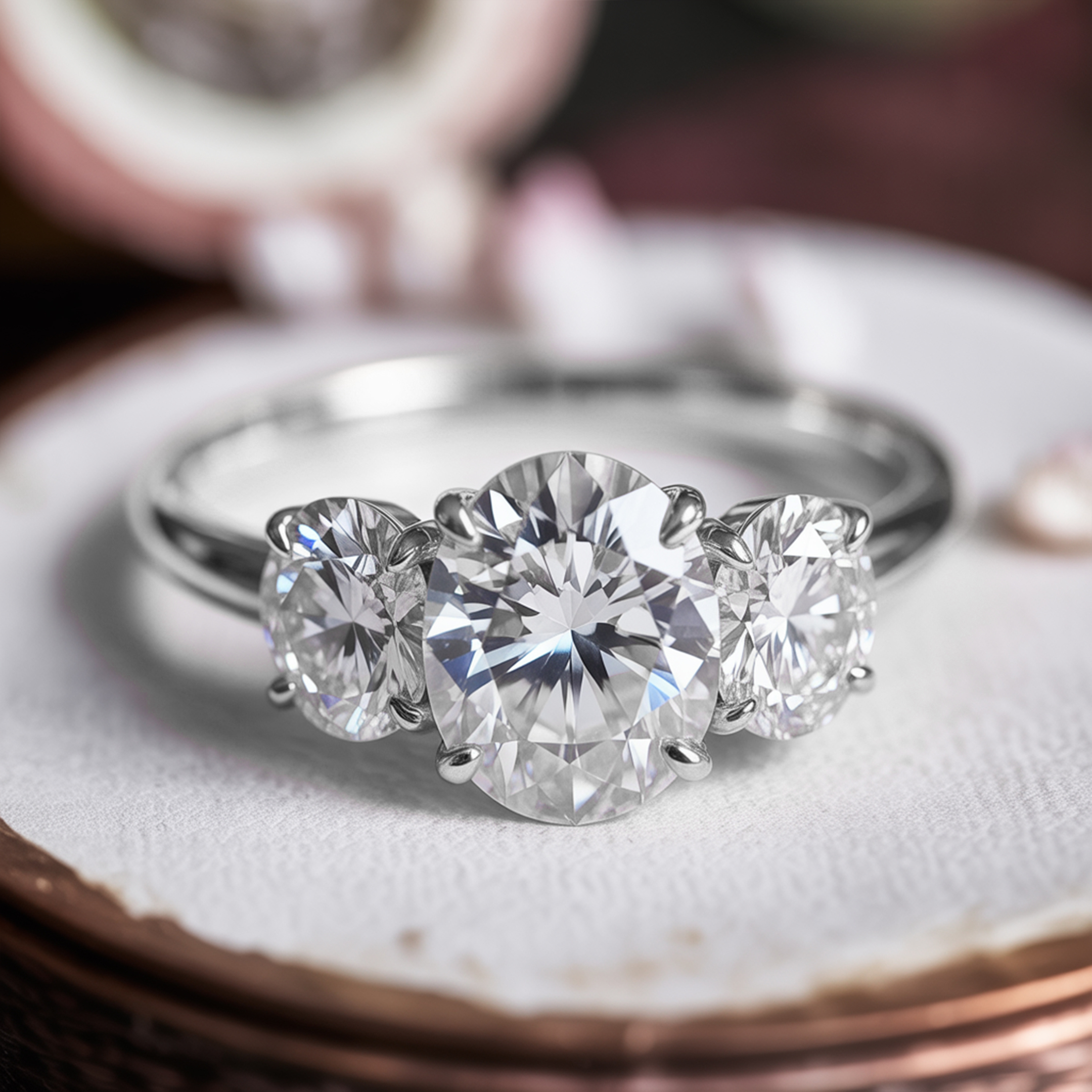 ルナ - スリーストーン モアッサナイトリング