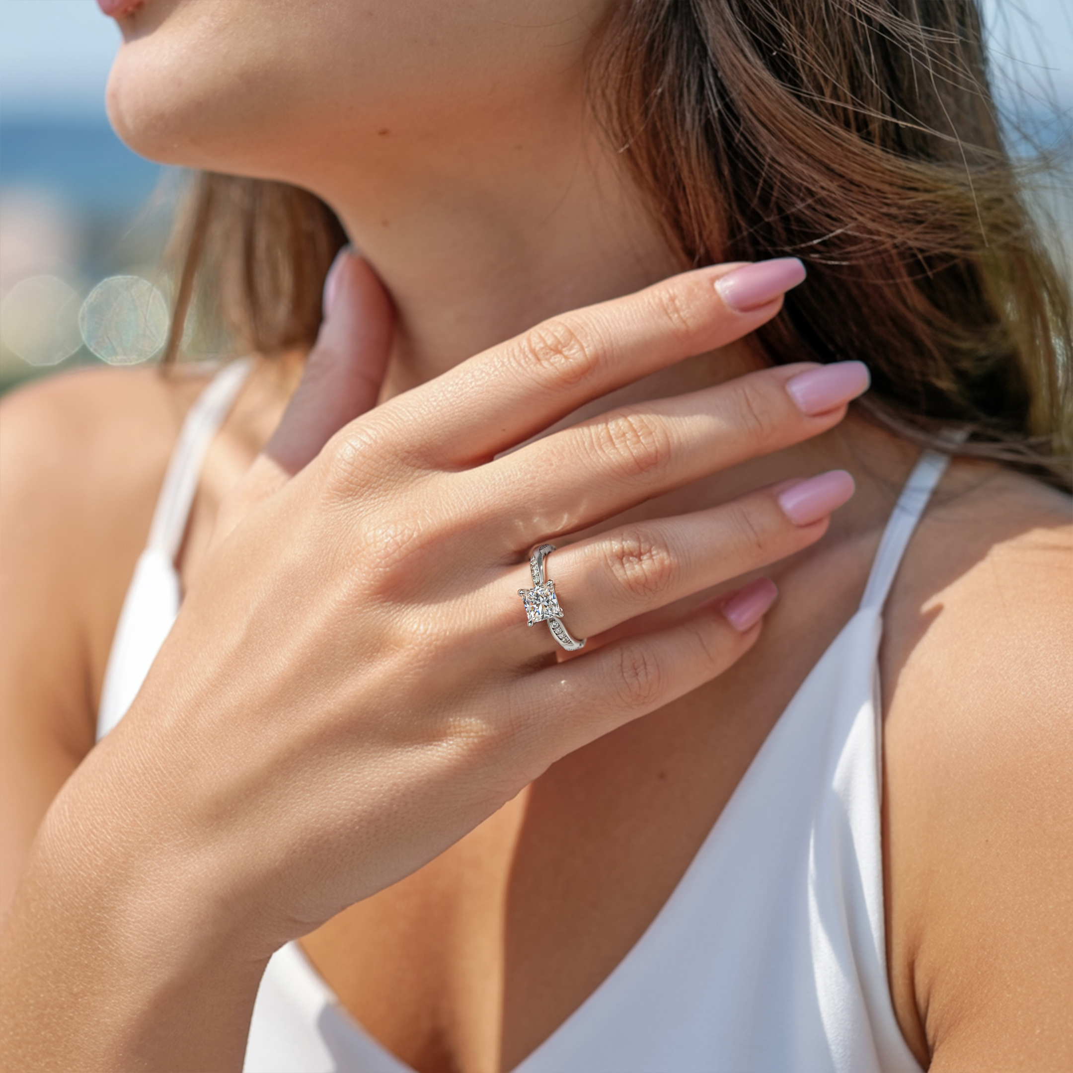 ツイストバンド 1CT プリンセスカット モアッサナイトリング