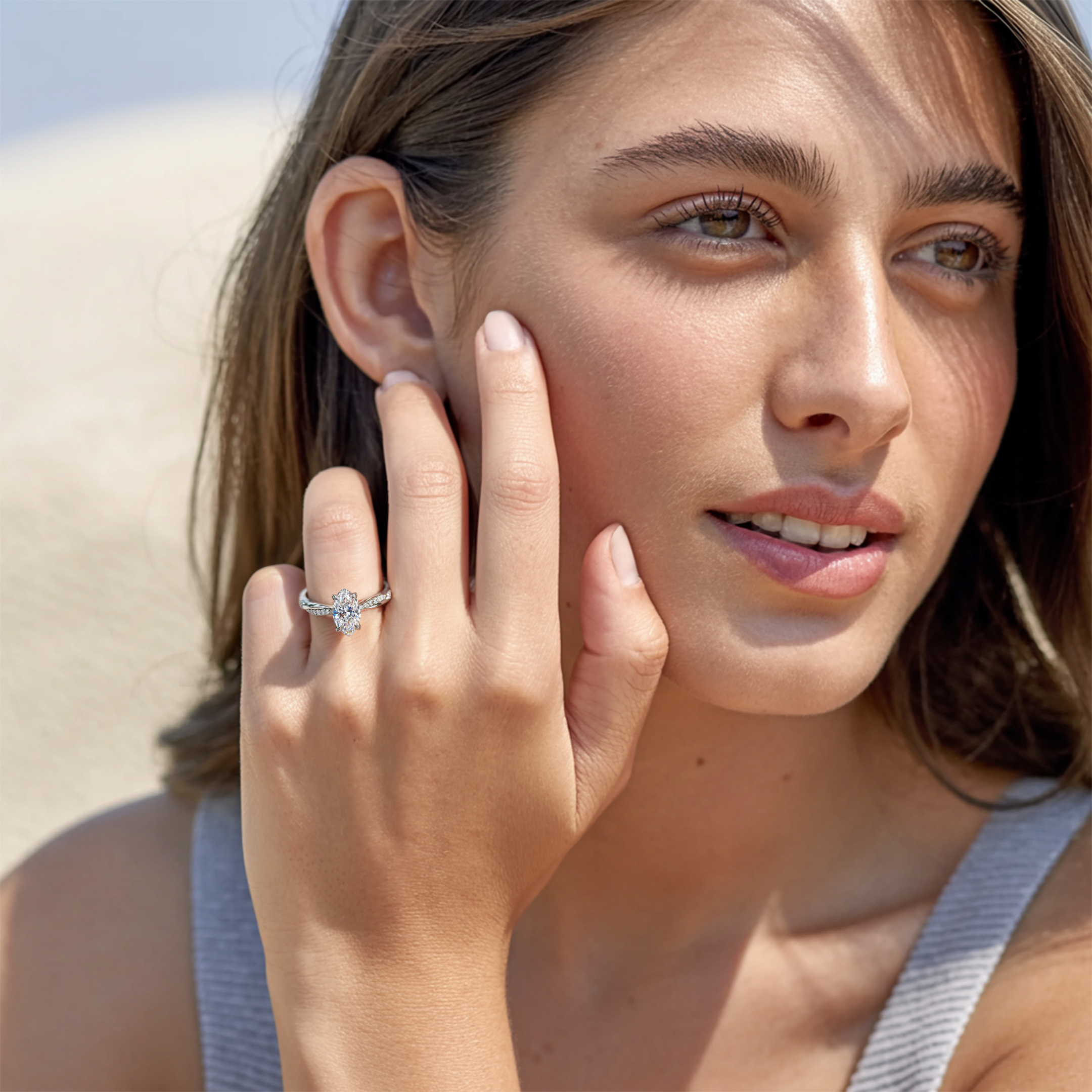 ツイストバンド 1CT マーキスカット モアッサナイトリング