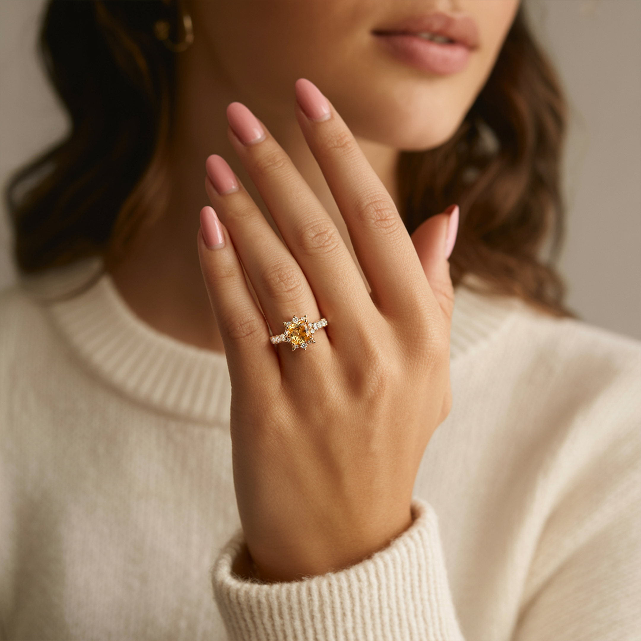 カテリーナ 1CT プリンセスカット イエローモアサナイトリング