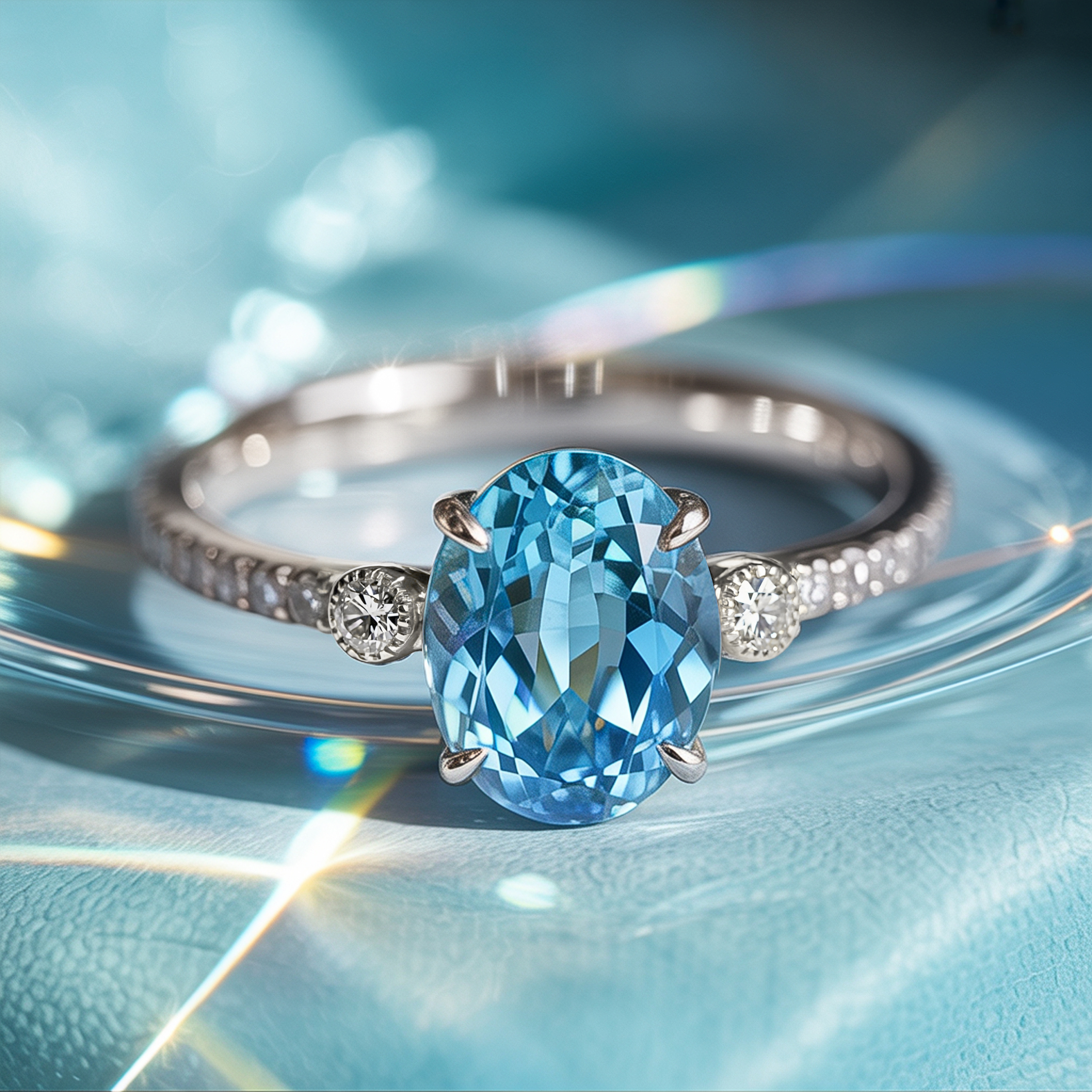 ルナ - ブルーモアサナイトリング