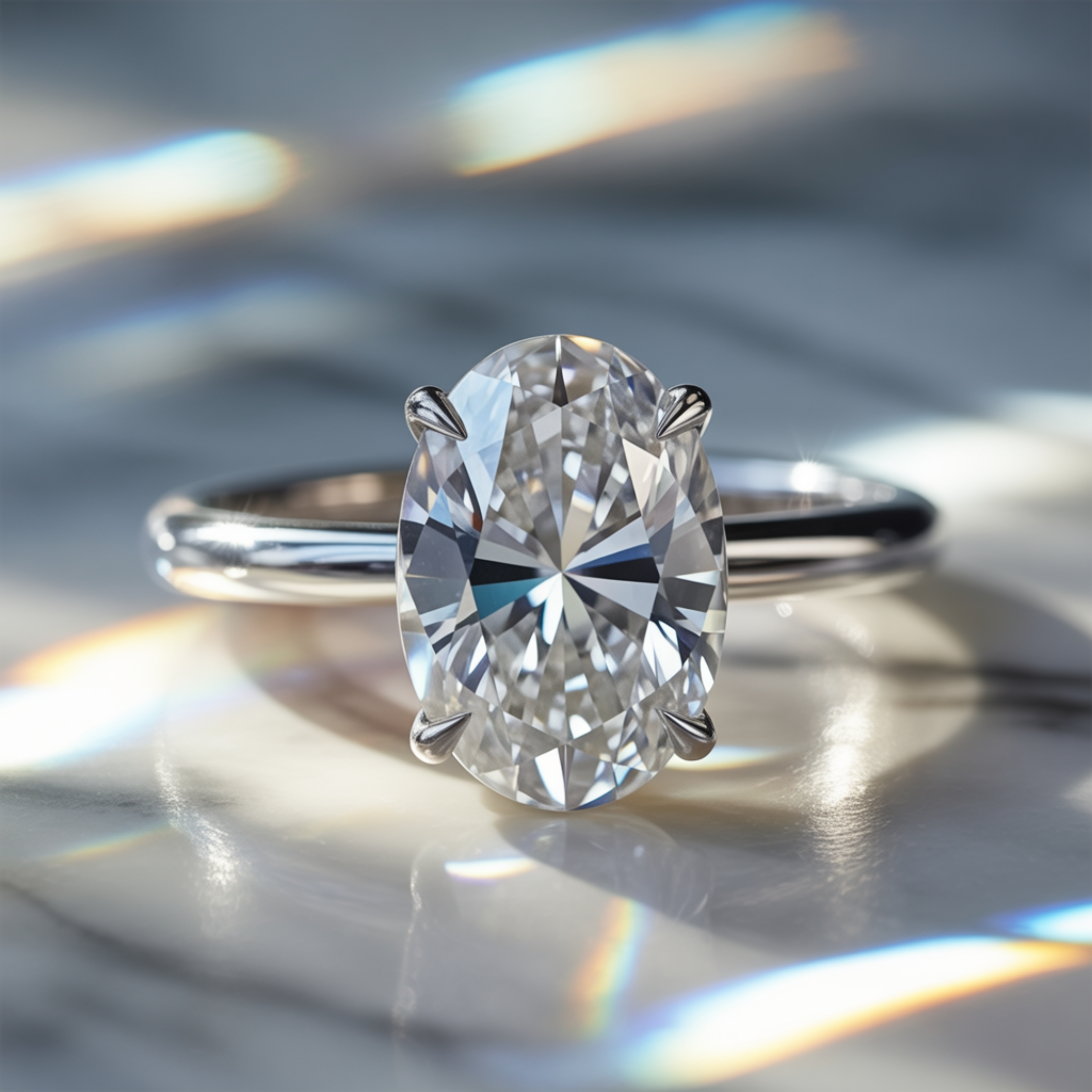 オパライン - ソリティア モアッサナイトリング