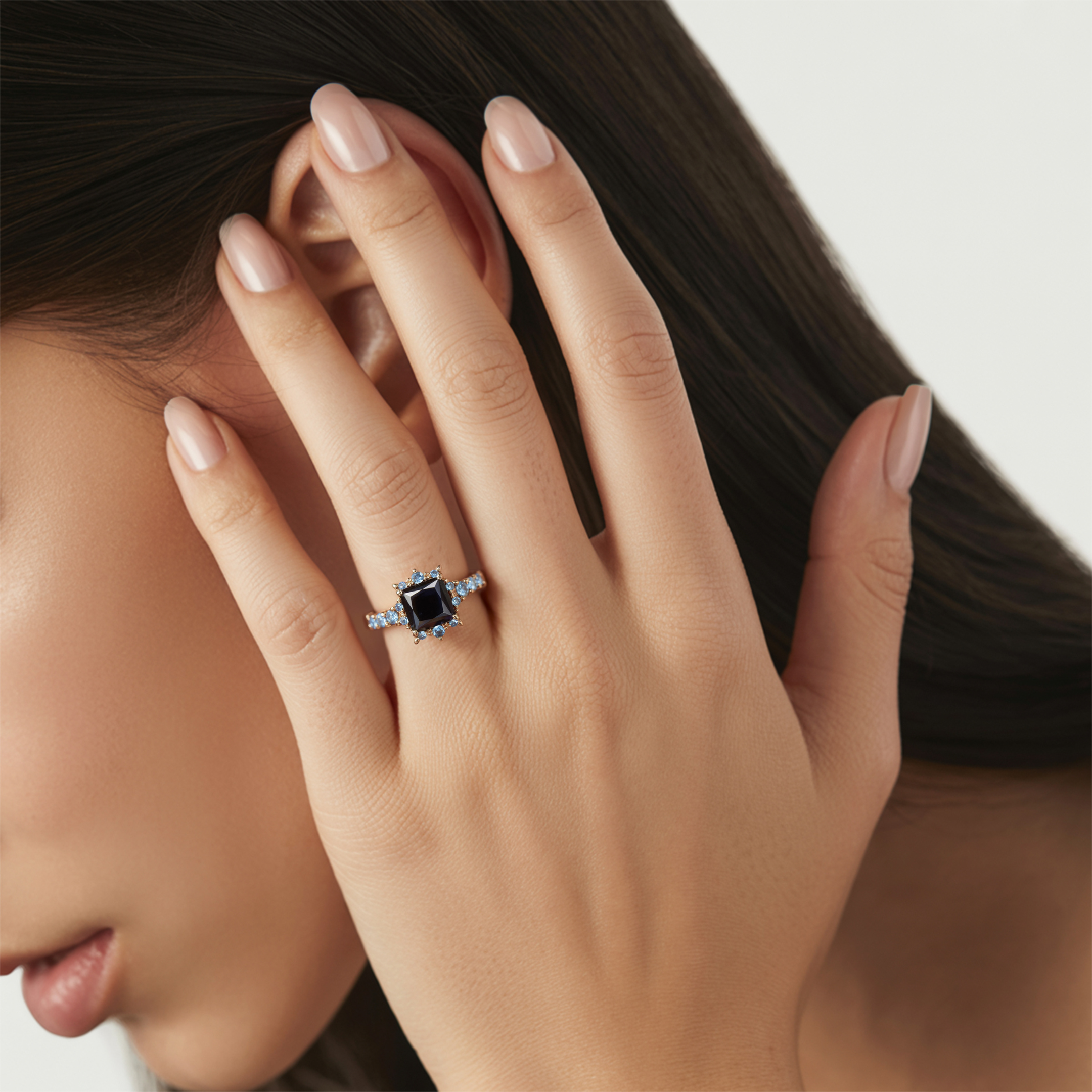 カテリーナ 1CT プリンセスカット ブラックモアサナイトリング