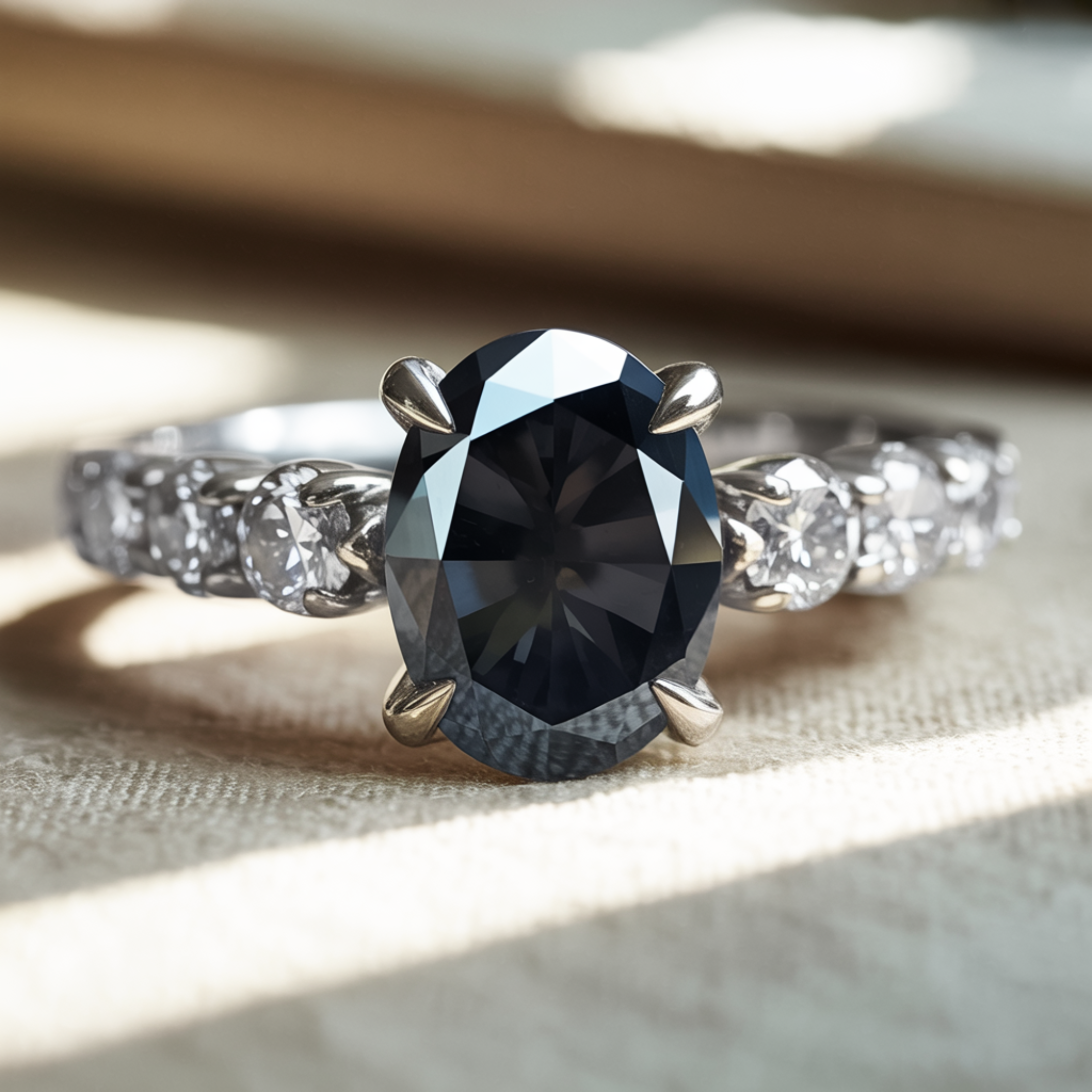 セレスティン - ブラックモアッサナイトリング