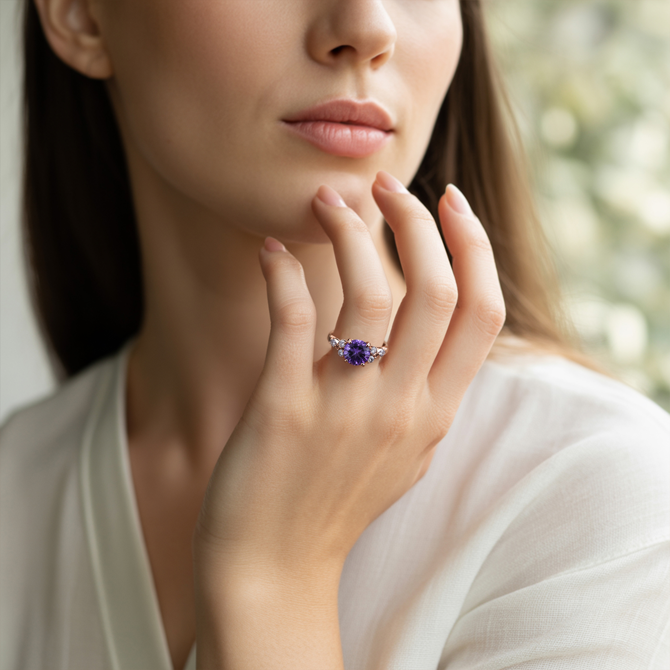 <Katalina>1.5CT ラウンドカット パープル モアッサナイトリング