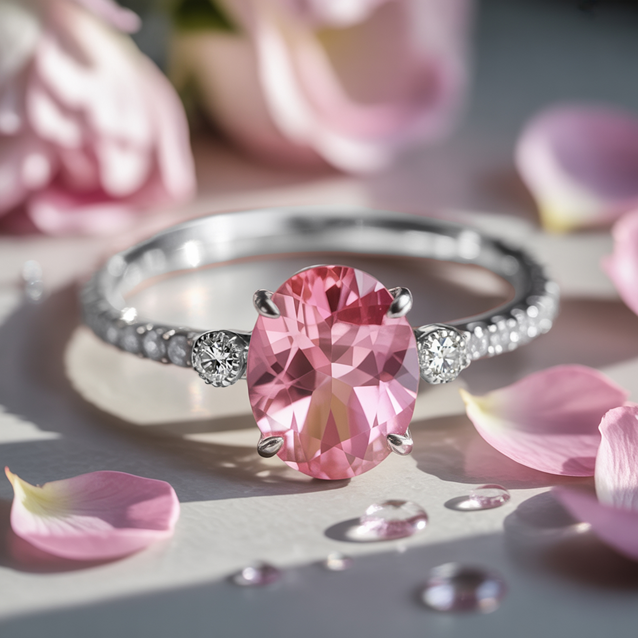 ルナ - ピンクモアサナイトリング