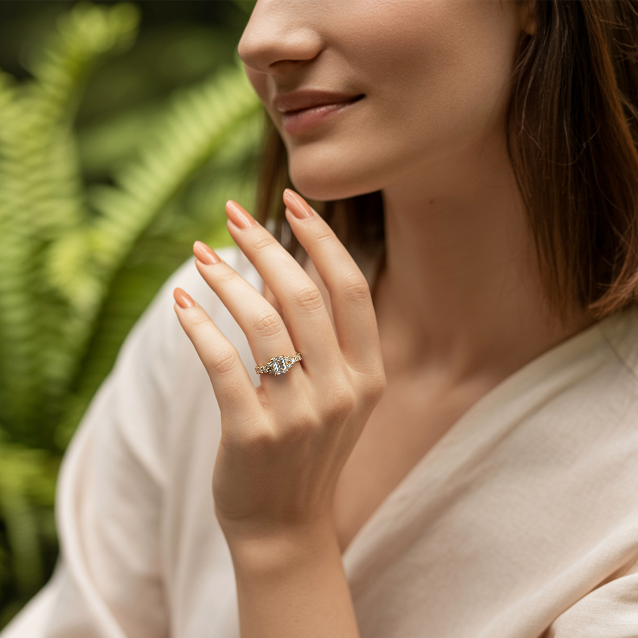 アデリナ・レイ 1CT エメラルドカット モアッサナイトリング