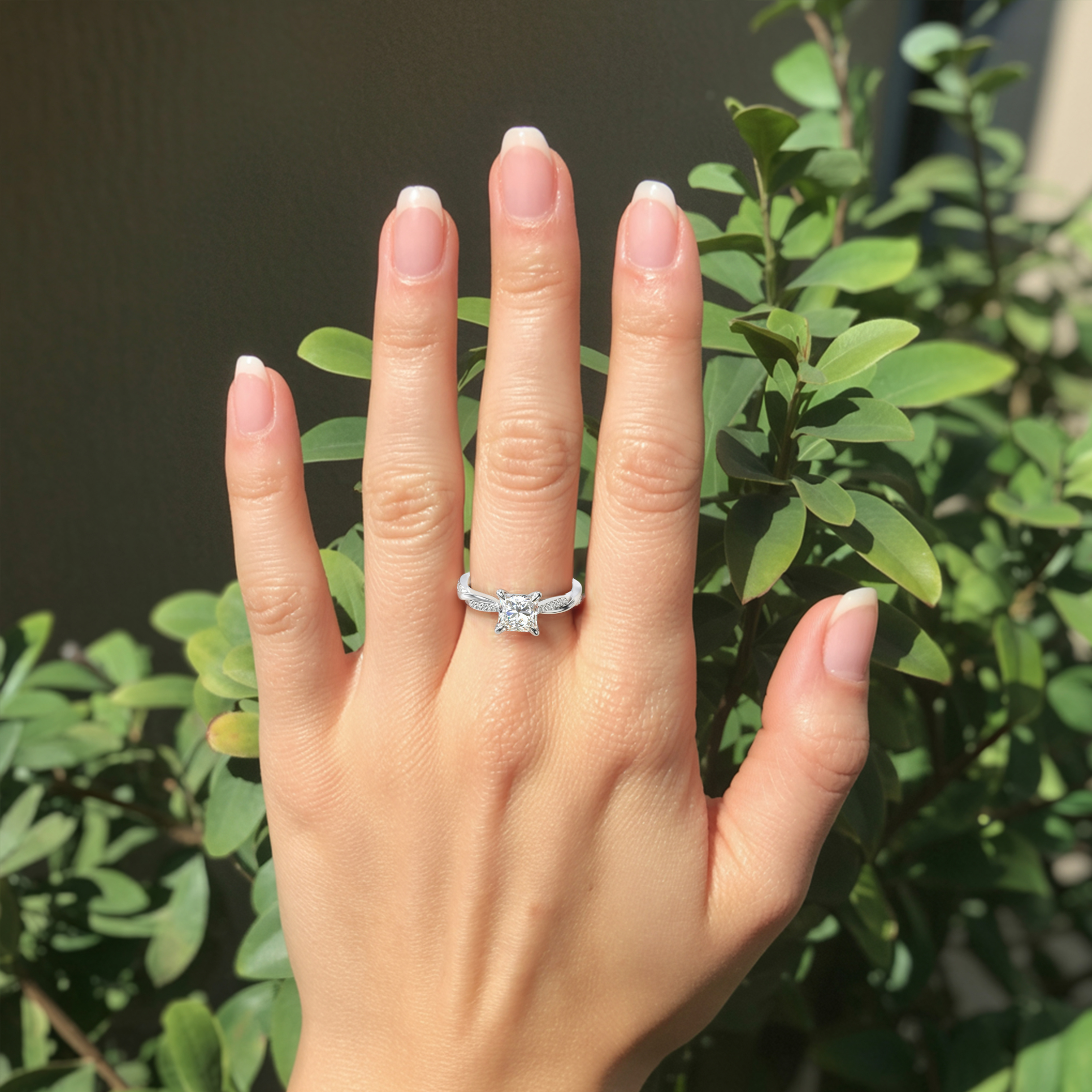 ツイストバンド 1CT プリンセスカット モアッサナイトリング