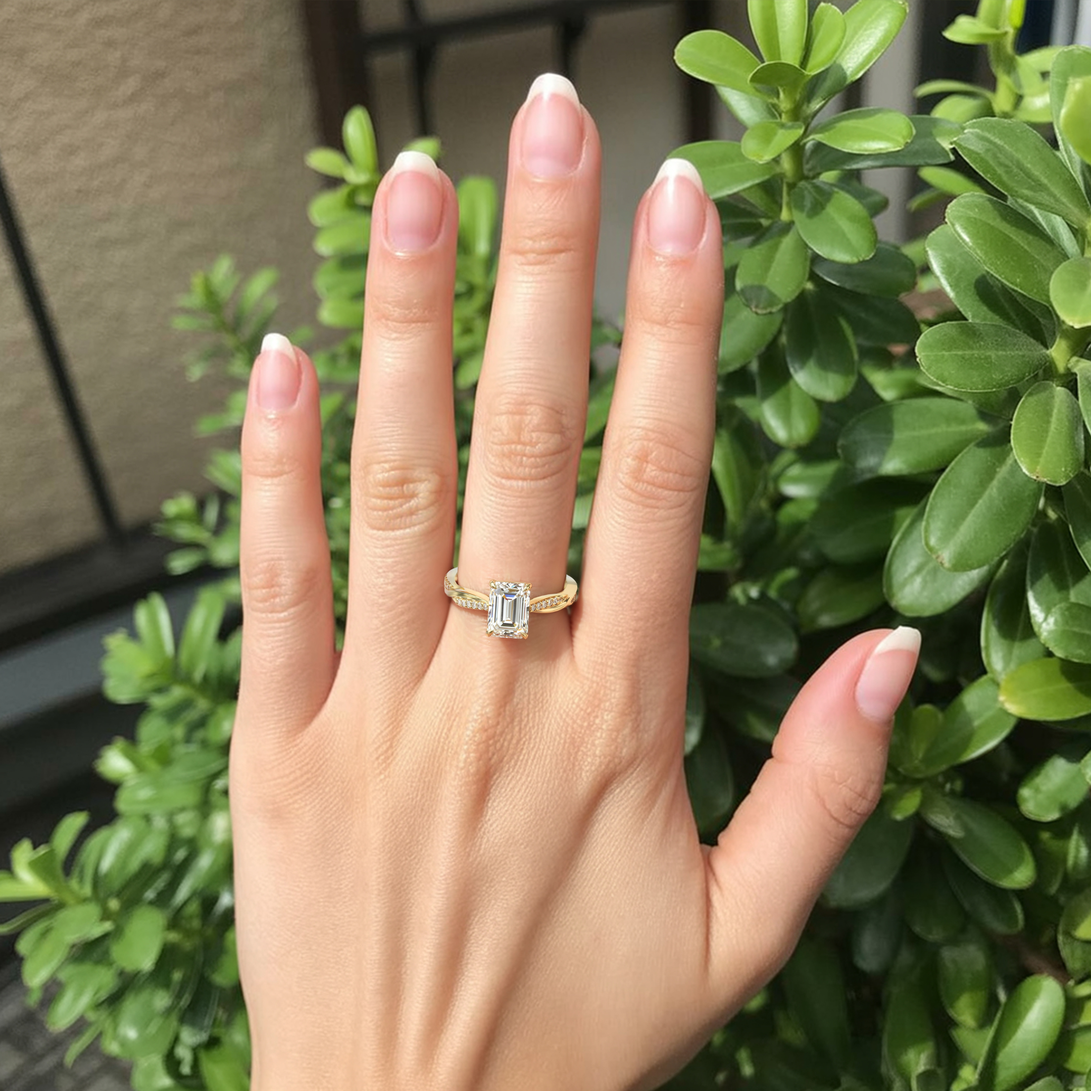 ツイストバンド 1CT エメラルドカット モアッサナイトリング