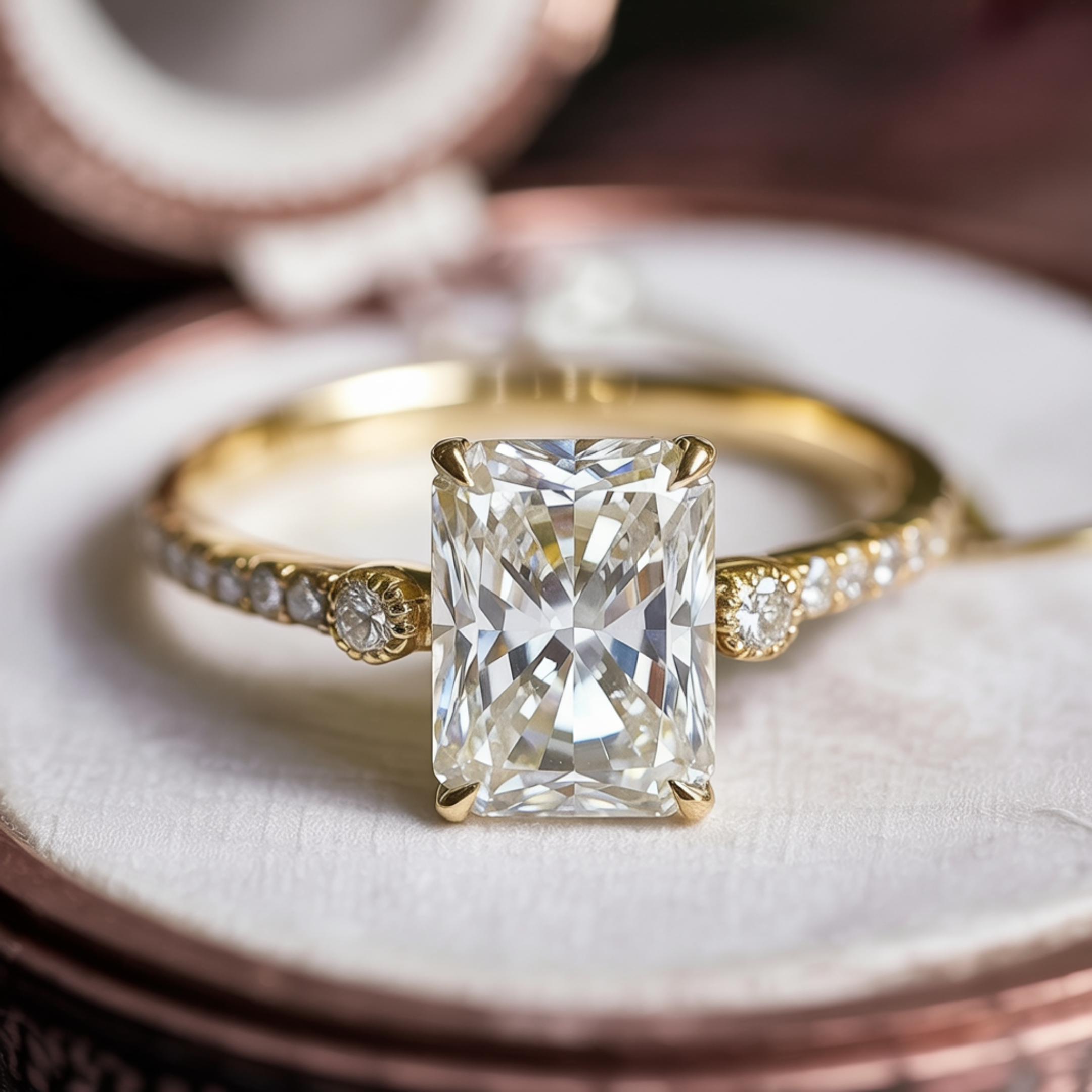 The Luna | 未来の妻へ — ラディアントカット モアサナイトリング