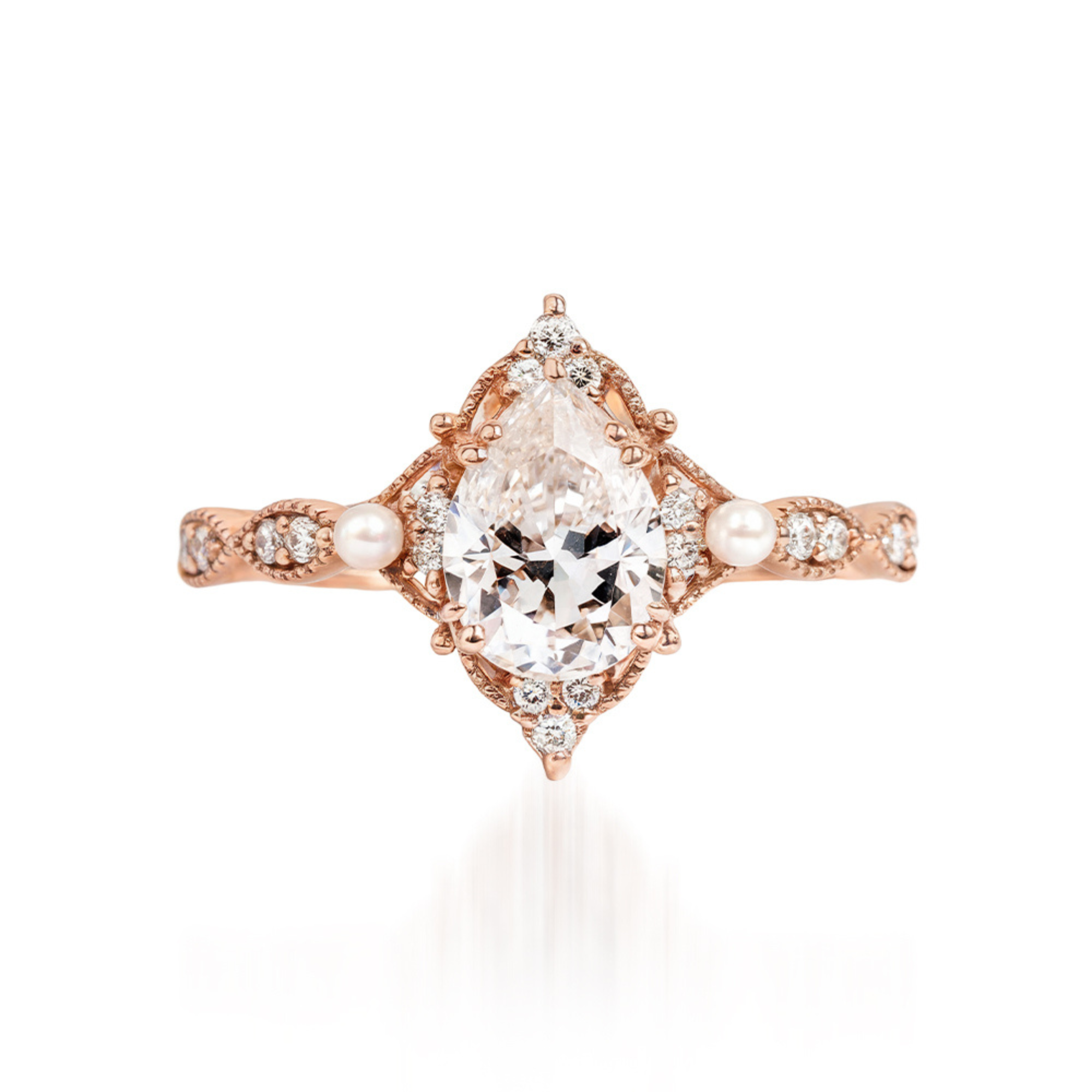 ヴィンテージ ダイヤモンド & パール ヘイロー リング