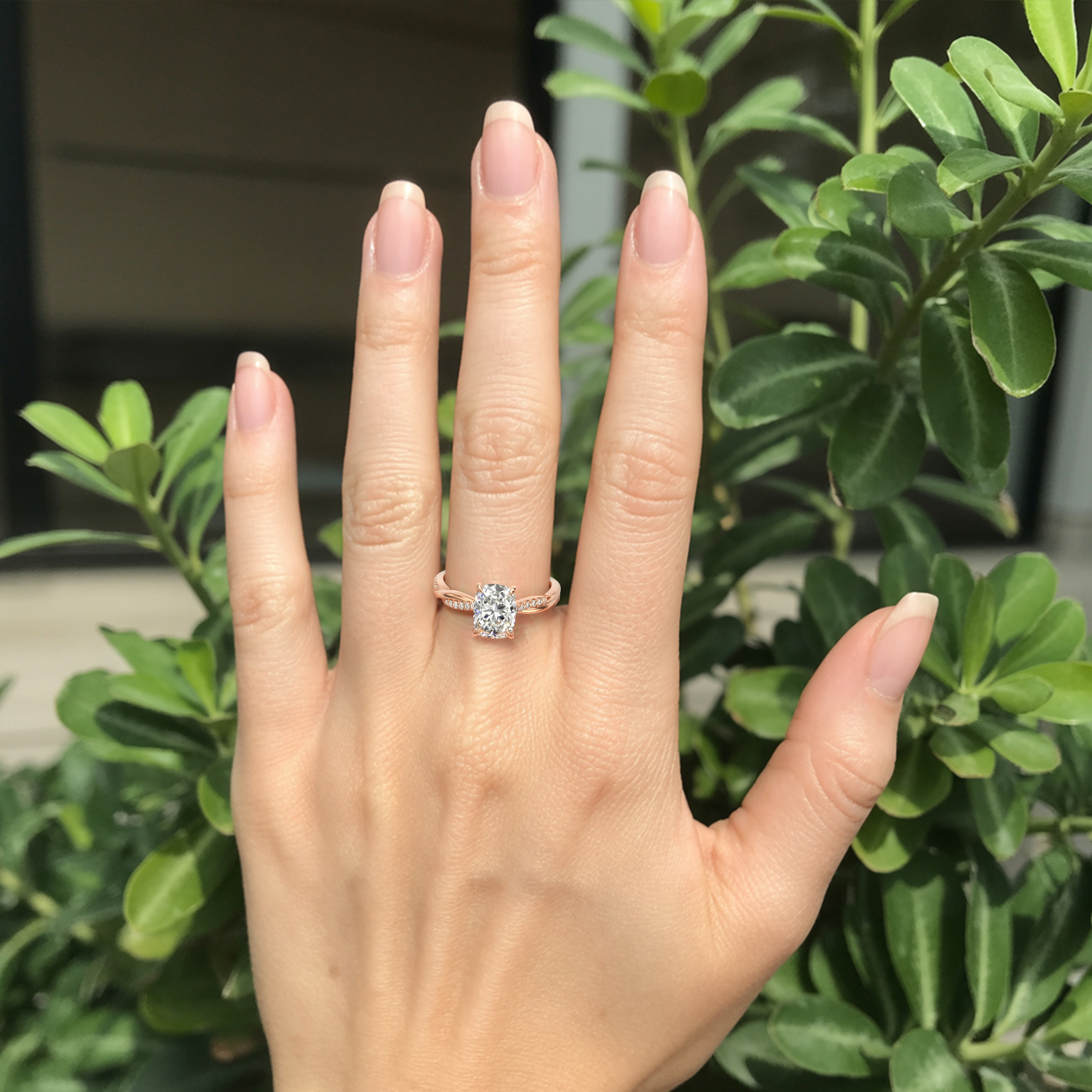 ツイストバンド 1CT ラディアントカット モアッサナイトリング