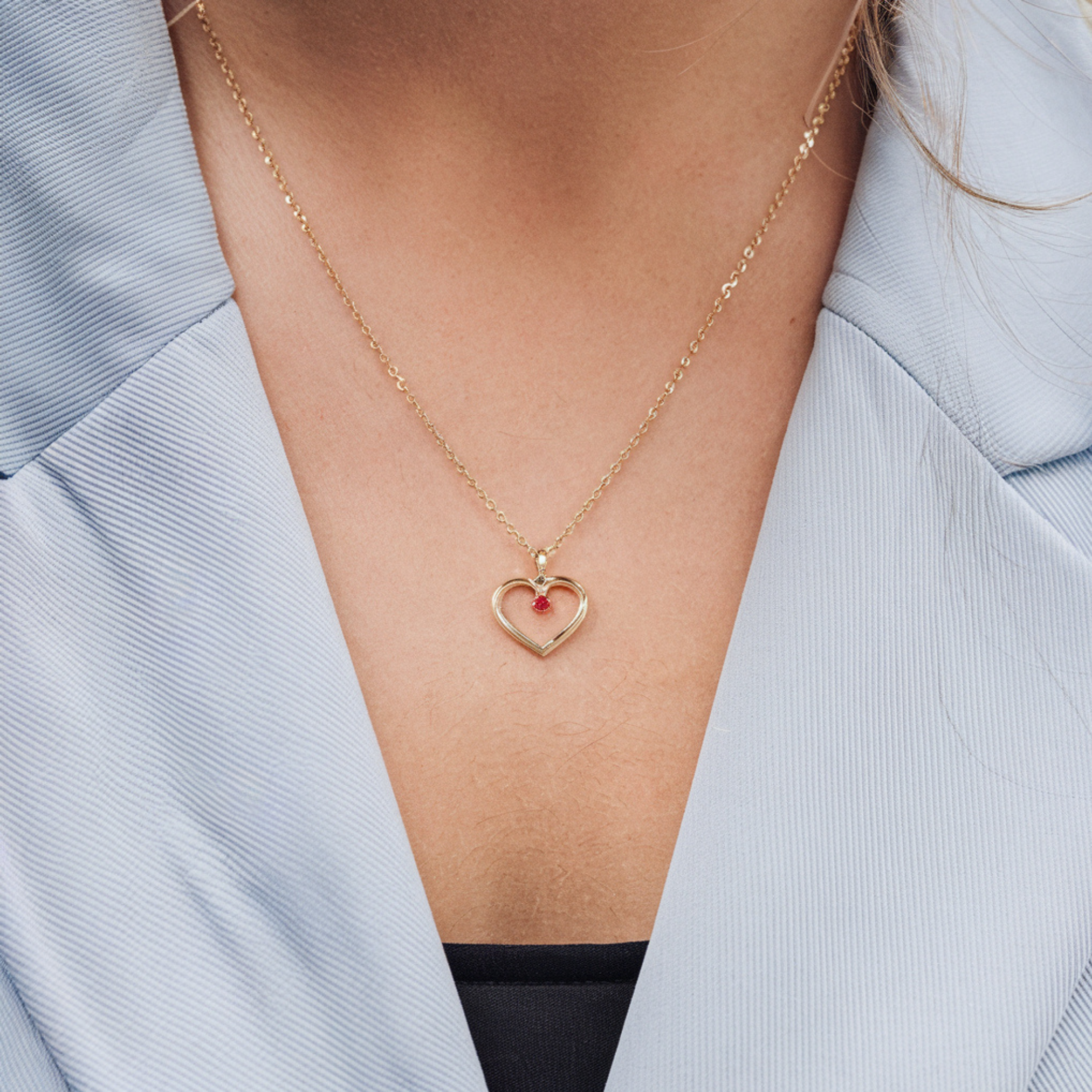 ソリティアルビーハートペンダント