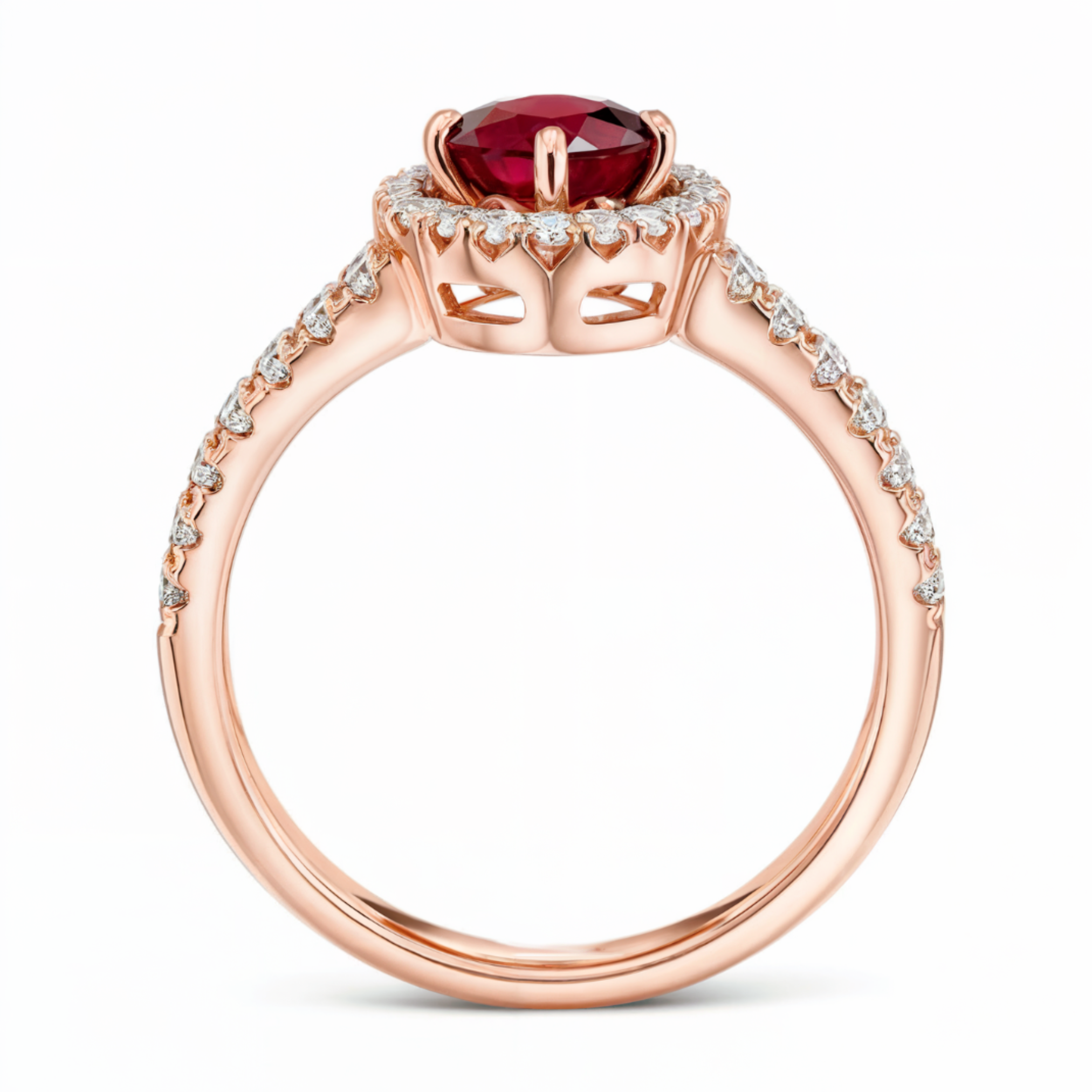 ヴィンテージ ヘイロー 2CT ハート エンゲージリング