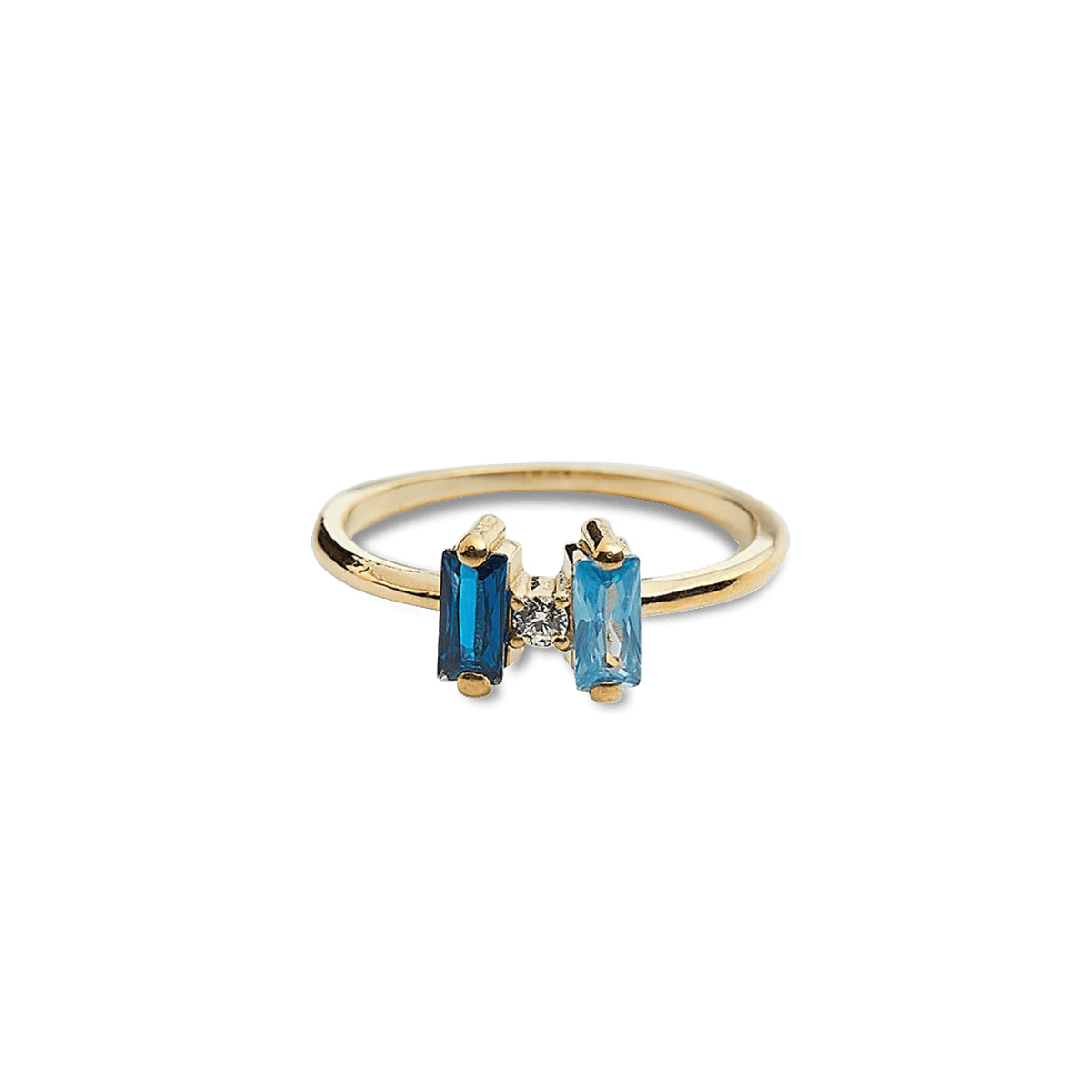 パーソナライズされた家族バゲットカット誕生石リング - S925スターリングシルバー