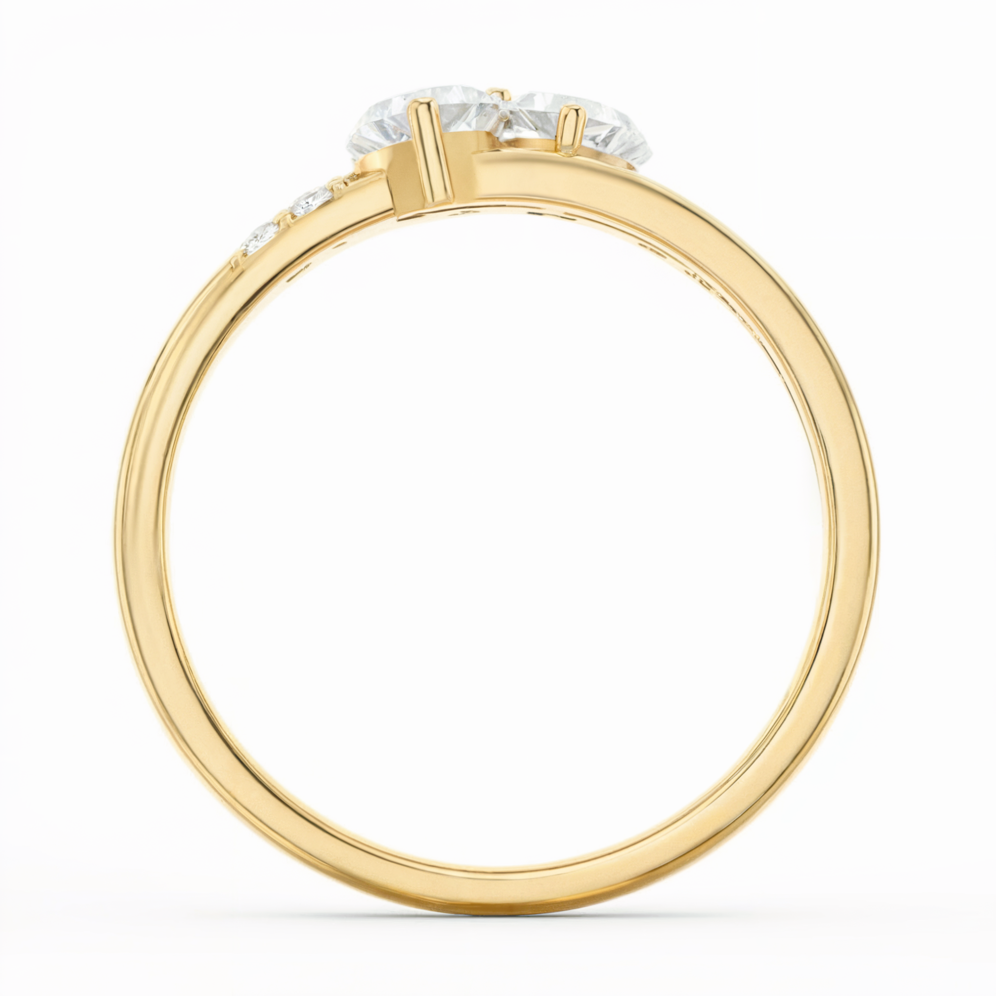 刻印入りゴールド ダブルハート プロミスリング