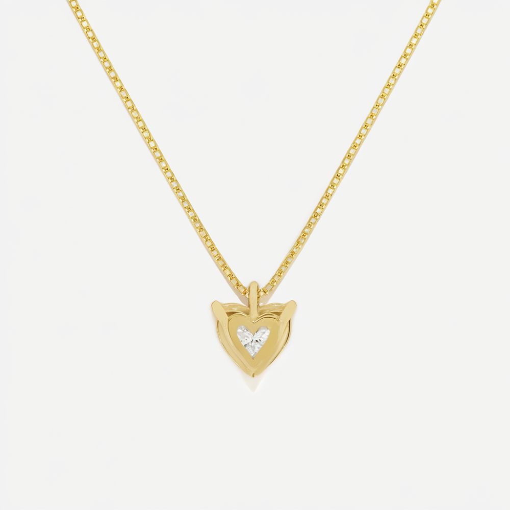 ソリティア ハート モアサナイト ペンダント ネックレス