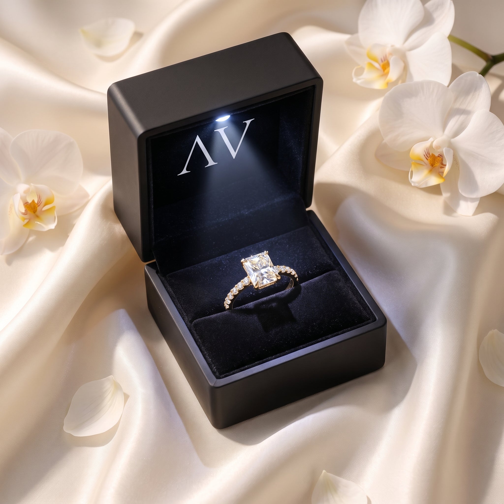 AI0009-RAD-0.5CT-PAVE-SOLIT - Premium LED Gift Box Presentation