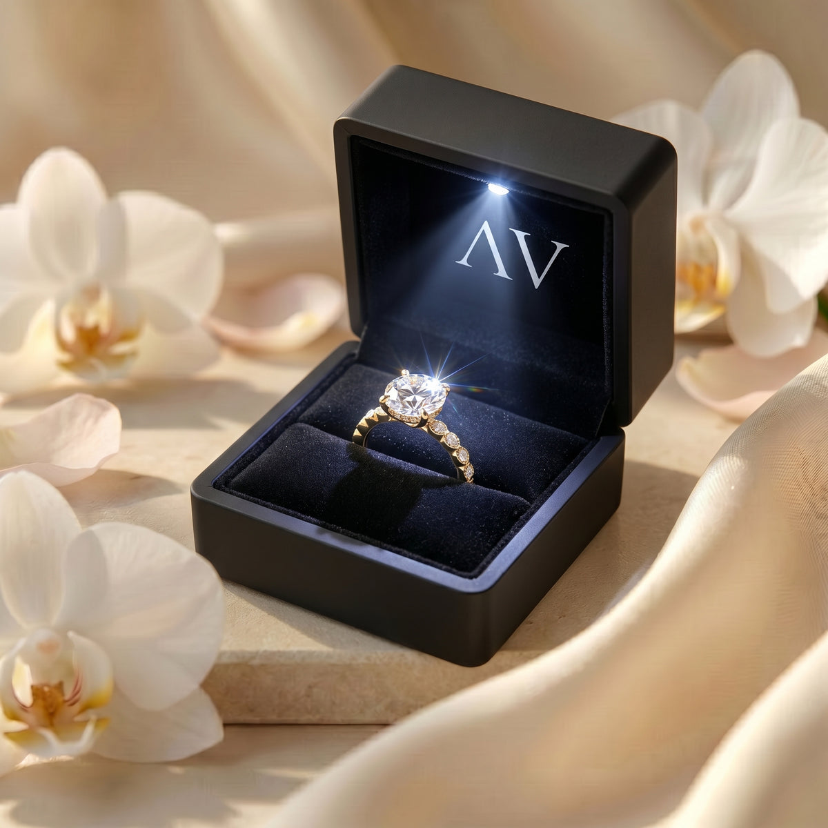 AI0009-ROU-1CT-PAVE-SOLIT - Premium LED Gift Box Presentation