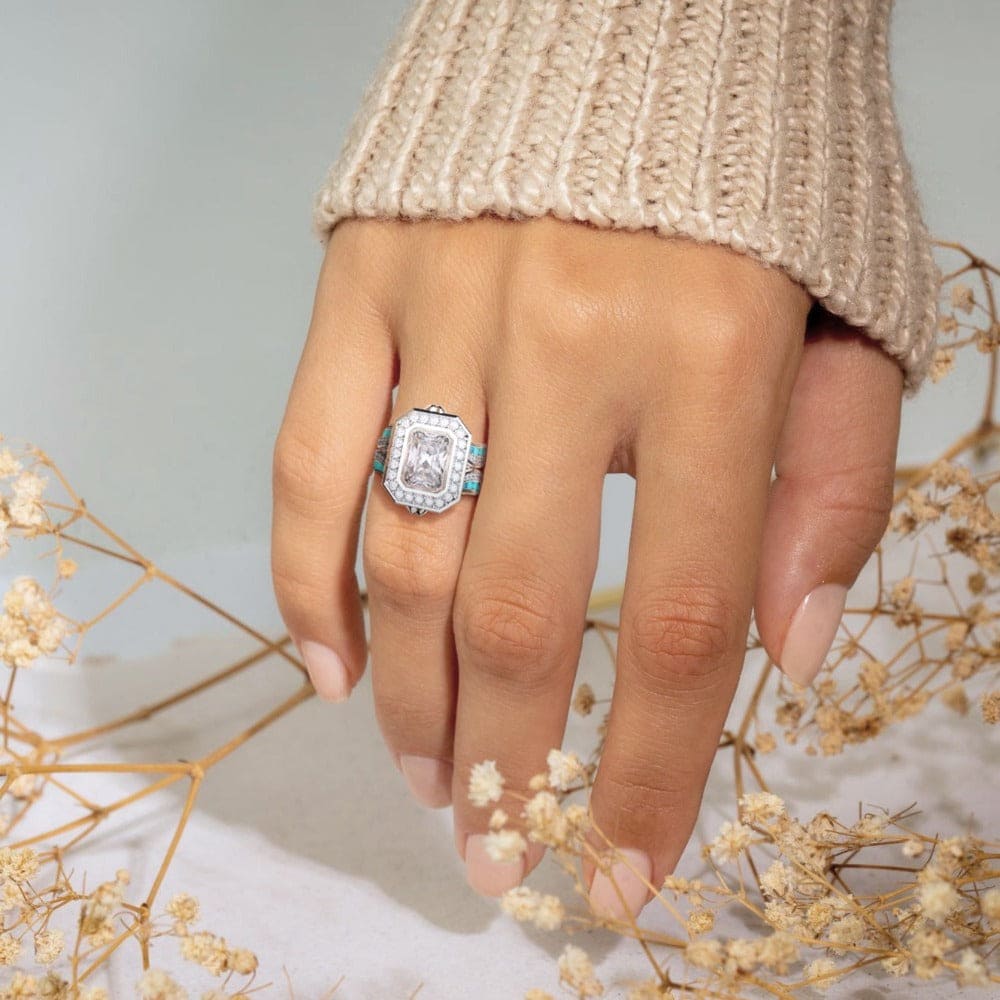 The Ocean's Crown: Ethical Diamond Ring - S925 Sterling Silver