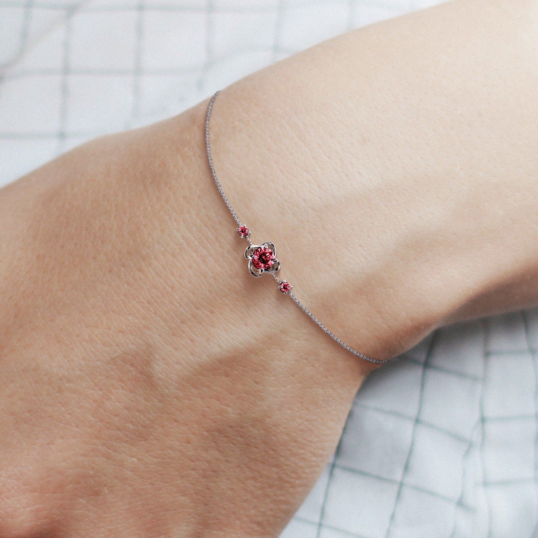 1月のガーネット ブレスレット - S925 スターリングシルバー