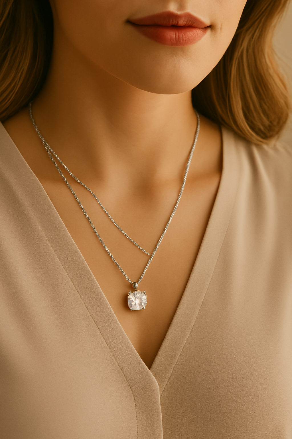 レディース レイヤード ソリティア ネックレス セット - S925 スターリングシルバー