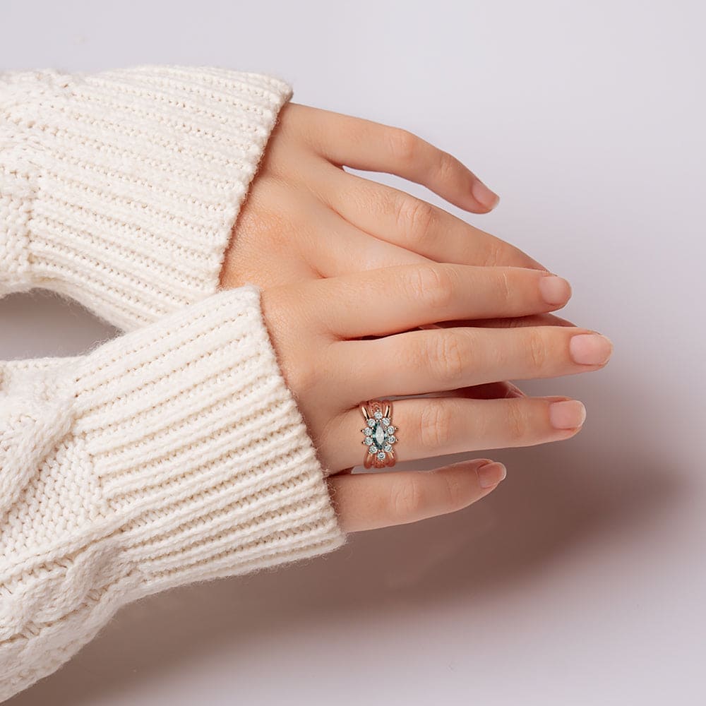 マーキーズブリリアンス:ジェムクラスターリング - 18Kローズゴールドヴェルメイユ