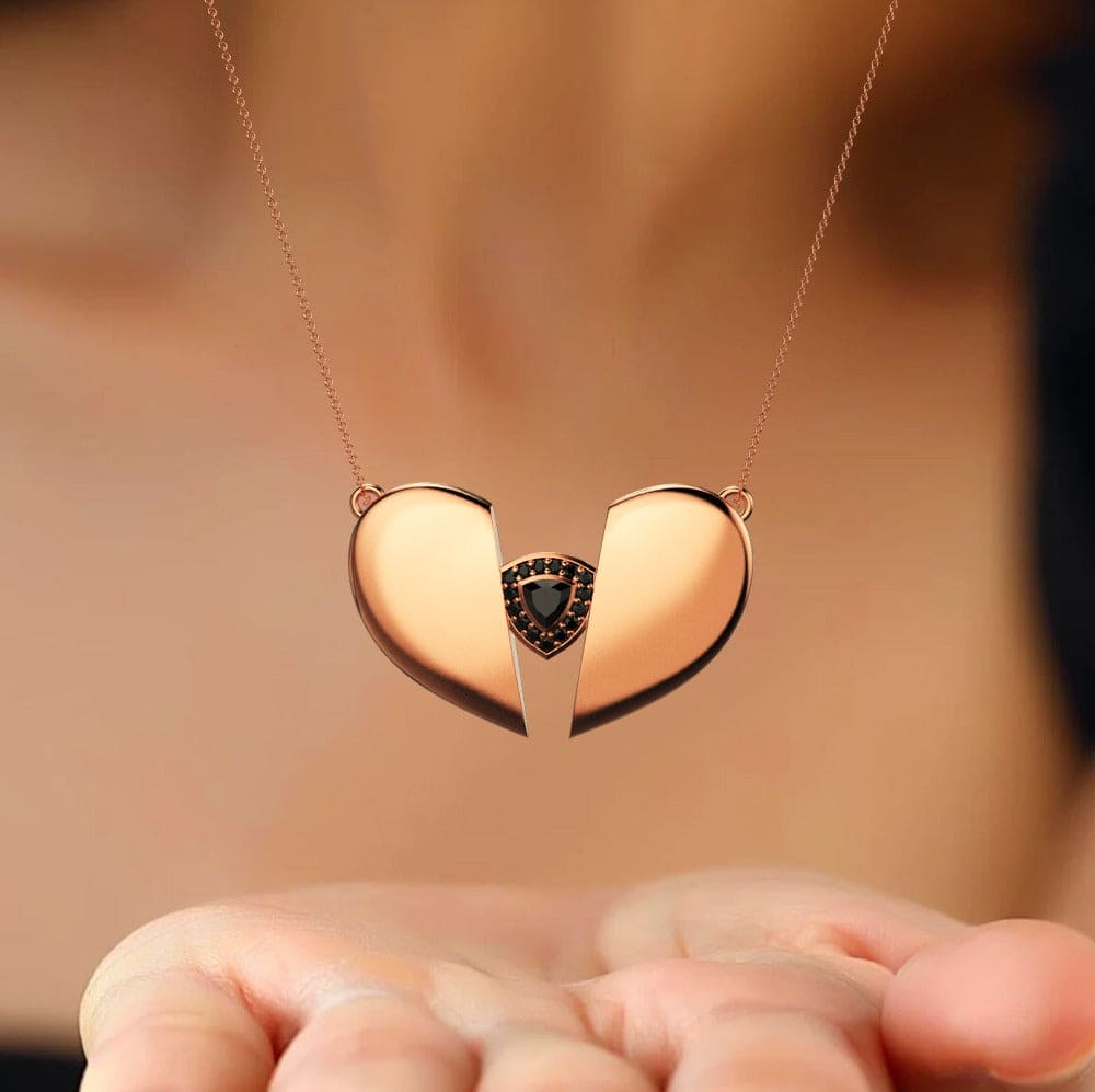 ミッドナイトティア - 堕天使 ブラックダイヤモンド トリニティ ハートネックレス
