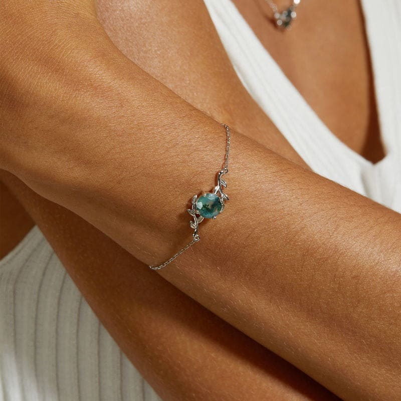 <p>天然モスアゲート ヴァインラップ ブレスレット - S925スターリングシルバー</p>