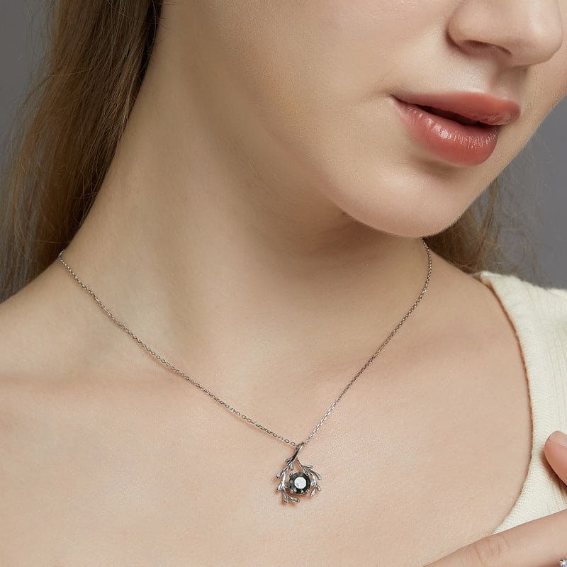 ボタニカルエンブレイス 天然モスアゲート ペンダントネックレス - S925スターリングシルバー