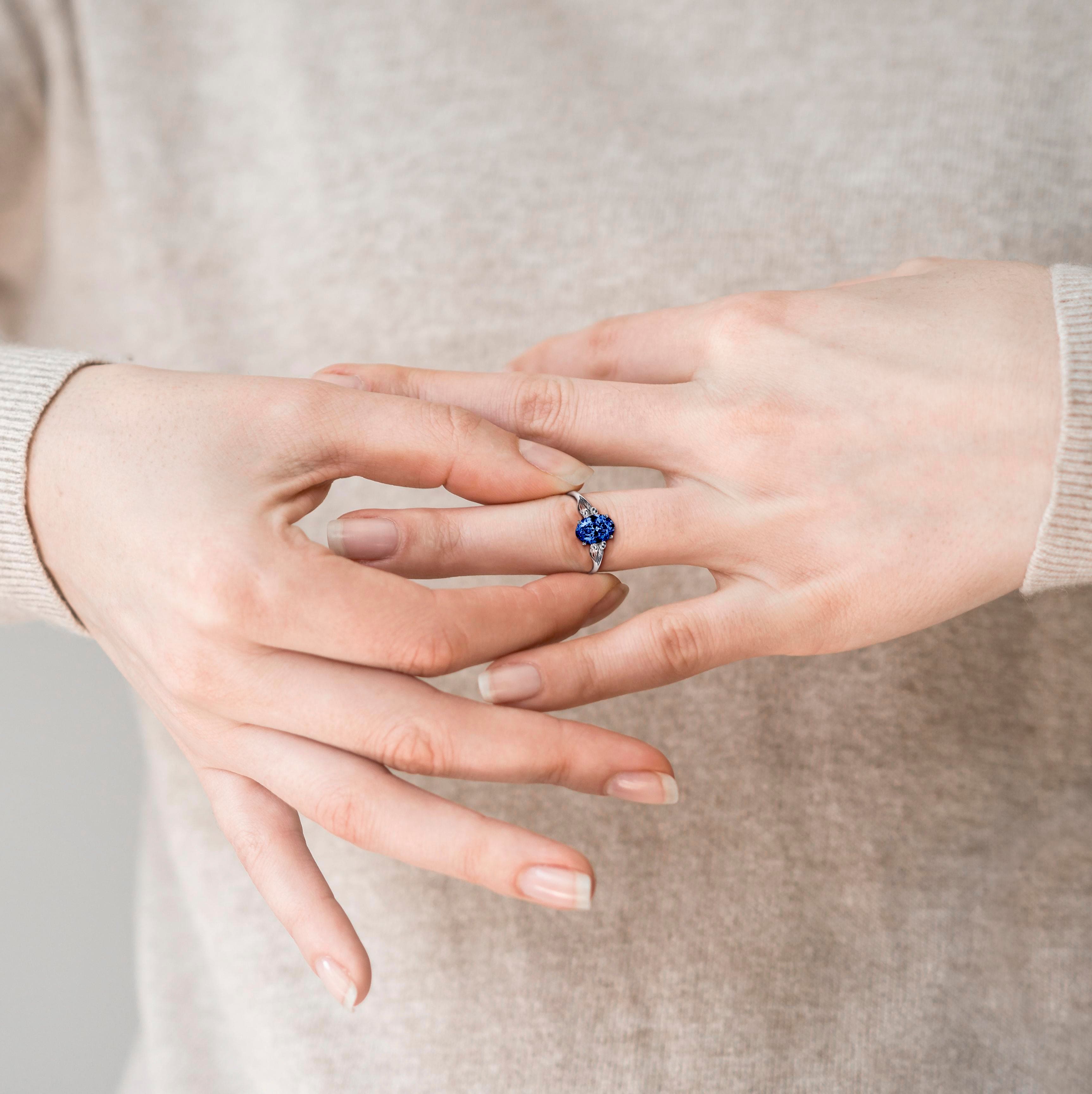 9月 サファイア誕生石リング - S925 スターリングシルバー