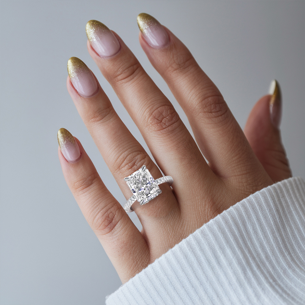 4CT ラディアントカット モアサナイト エタニティリング