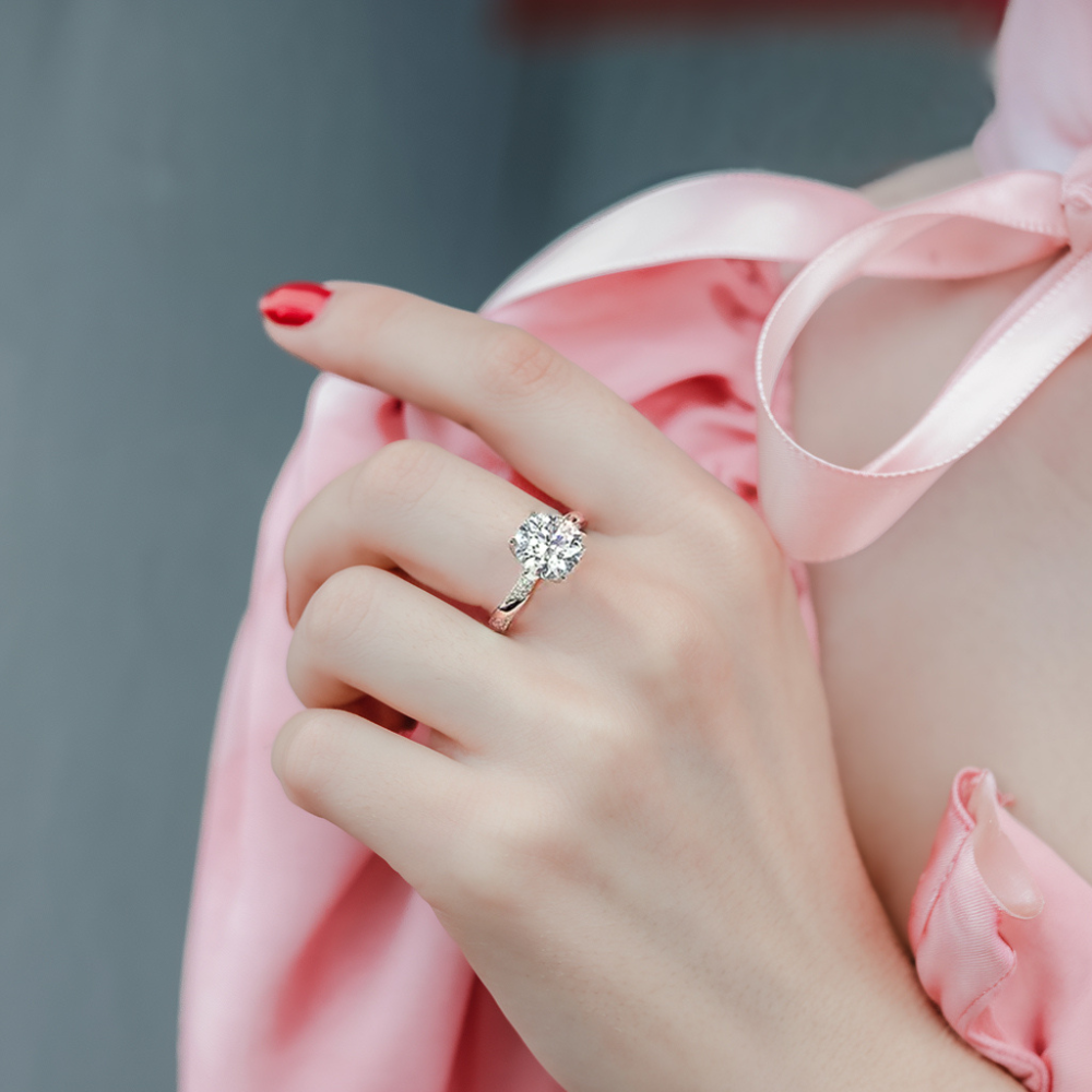 3CT ダブルパヴェ ラウンドカット モアッサナイトリング