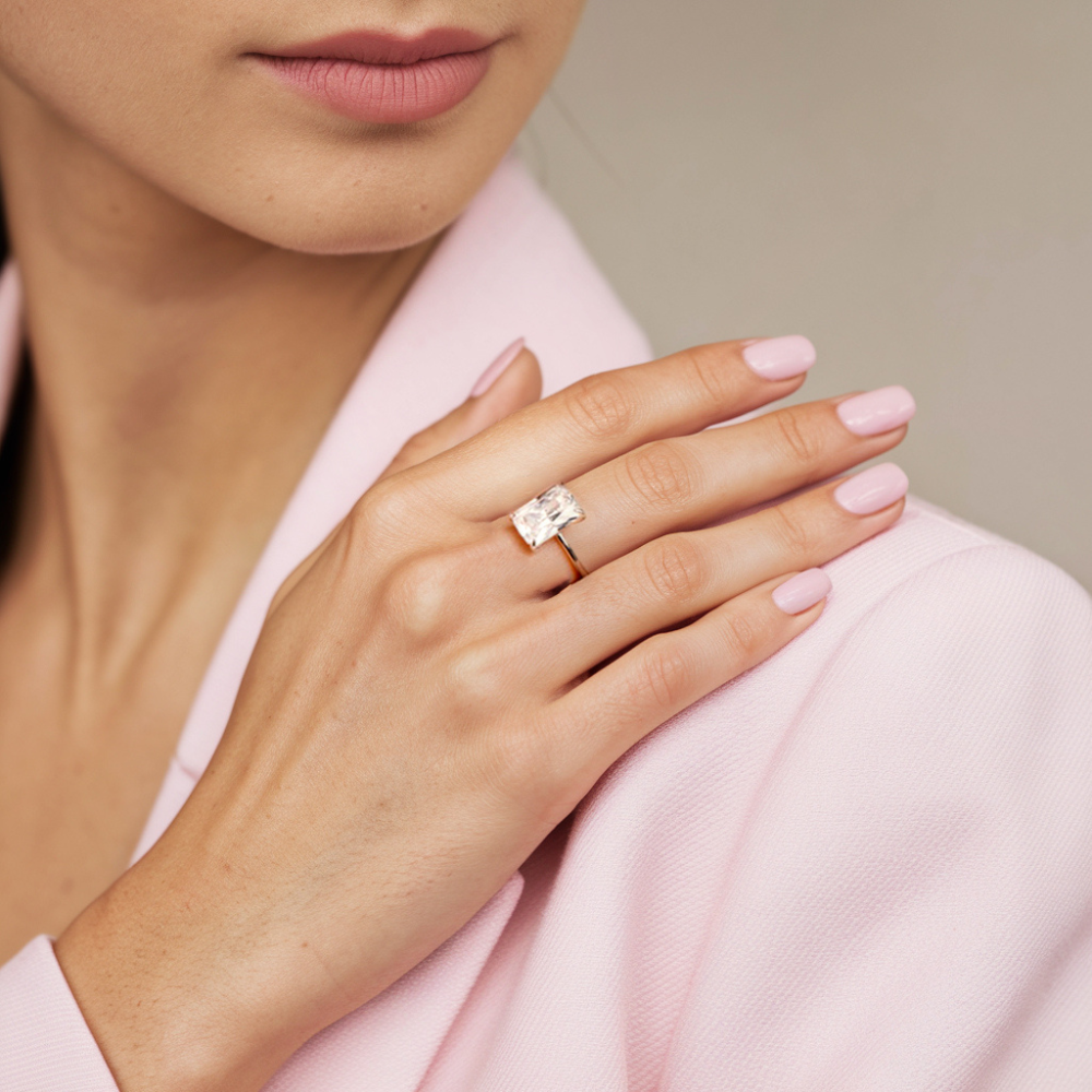 5CT ラディアントカット モアサナイト ソリティアリング