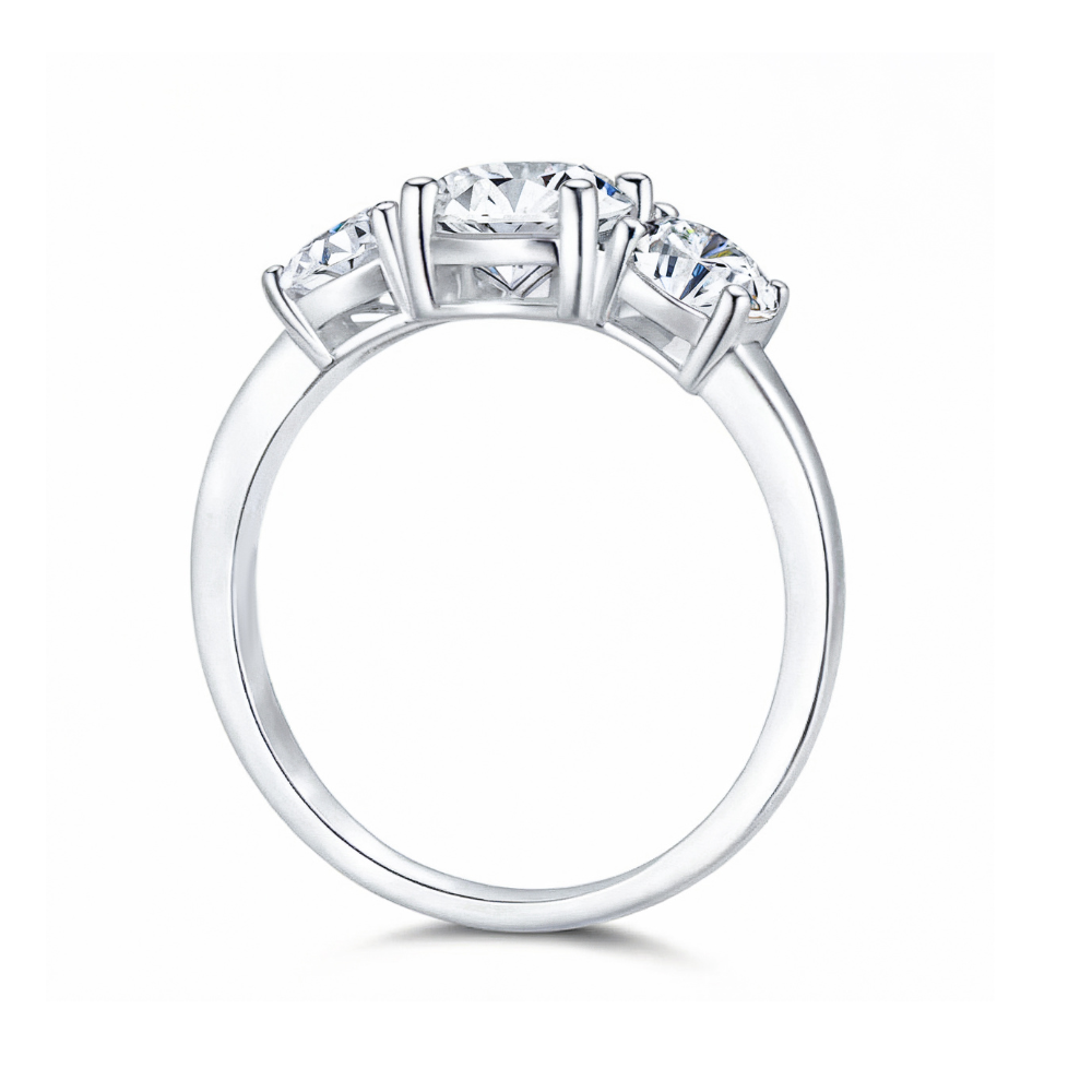 1CT スリーストーン ラウンドカット モアッサナイトリング