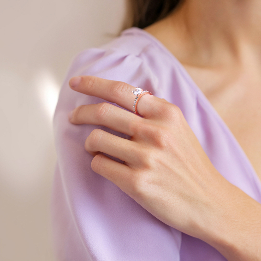 1CT ラウンドカット エタニティ ローズ モアッサナイトリング