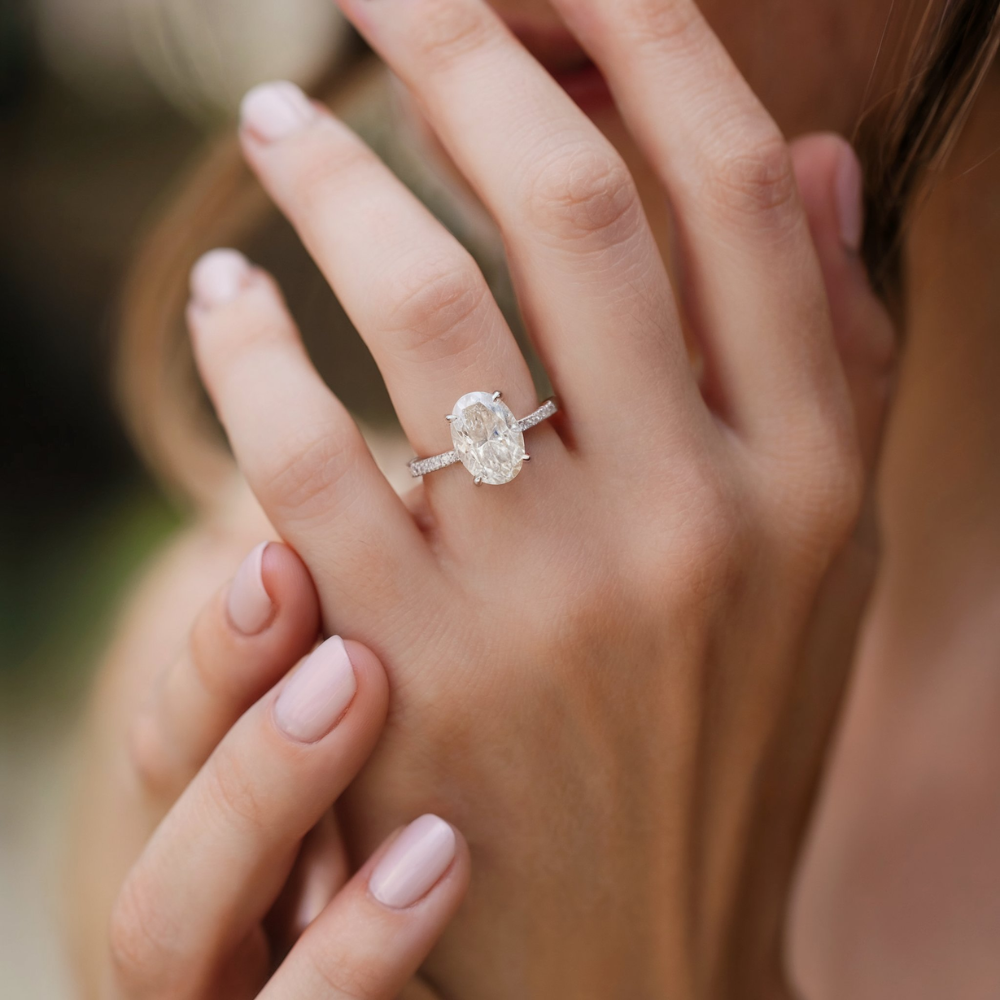 3CT オーバルカット ローズゴールド モアッサナイトリング