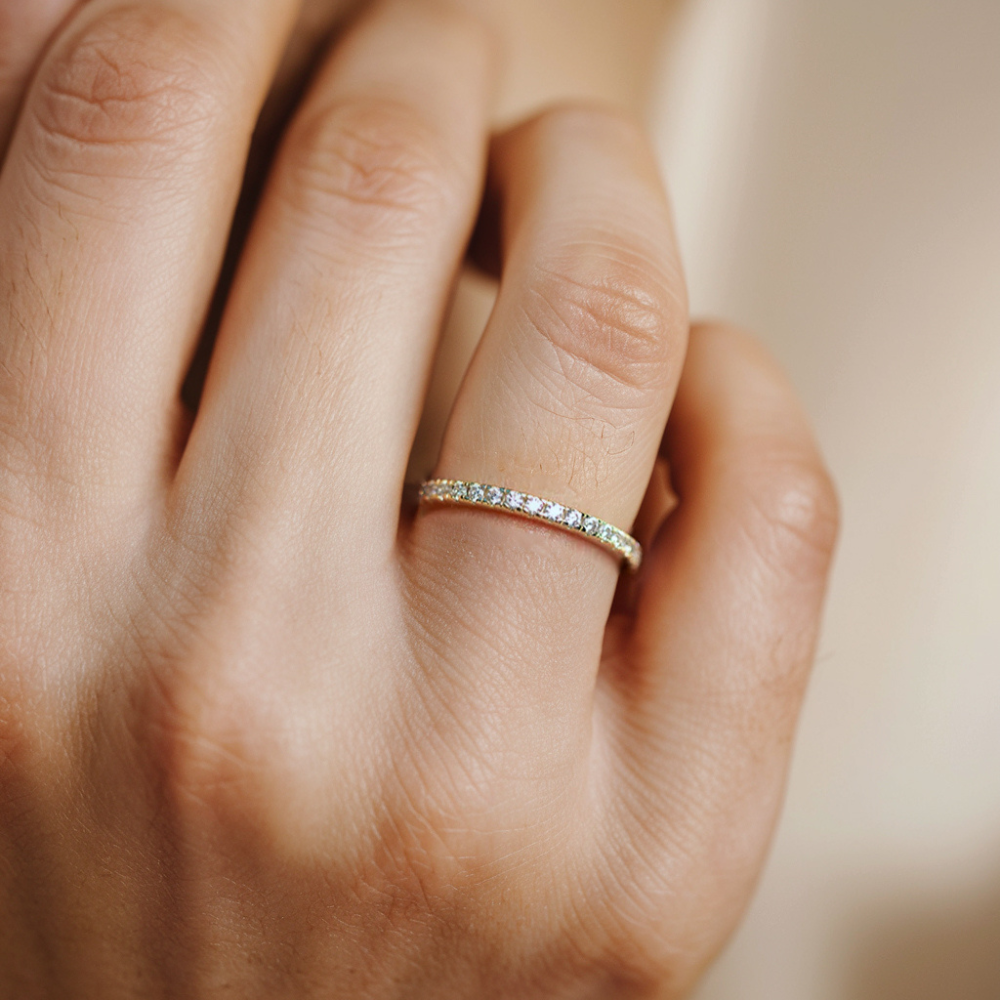 1. 3CT ローズゴールド エタニティ モアッサナイトリング