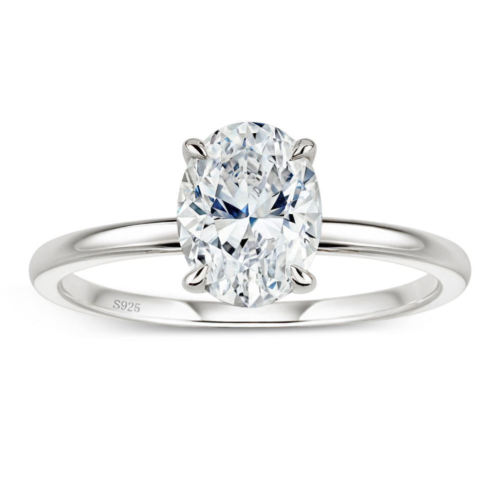 オーバルカット ローズゴールド モアッサナイト ソリティアリング