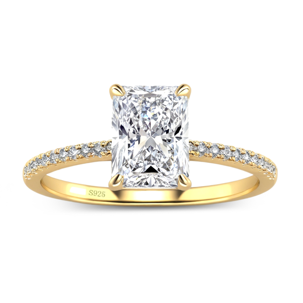 3CT ラディアントカット モアサナイト エタニティリング