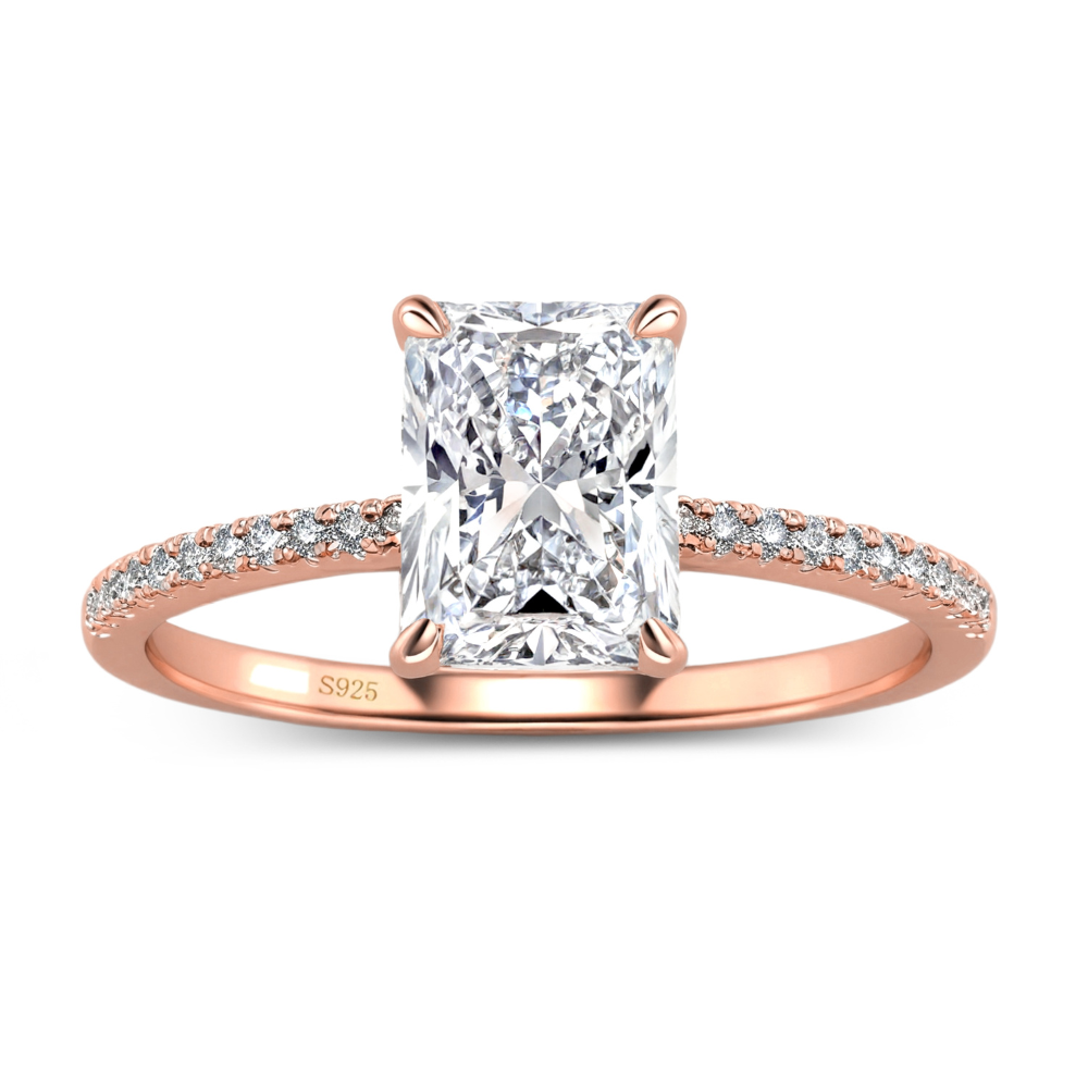 3CT ラディアントカット モアサナイト エタニティリング