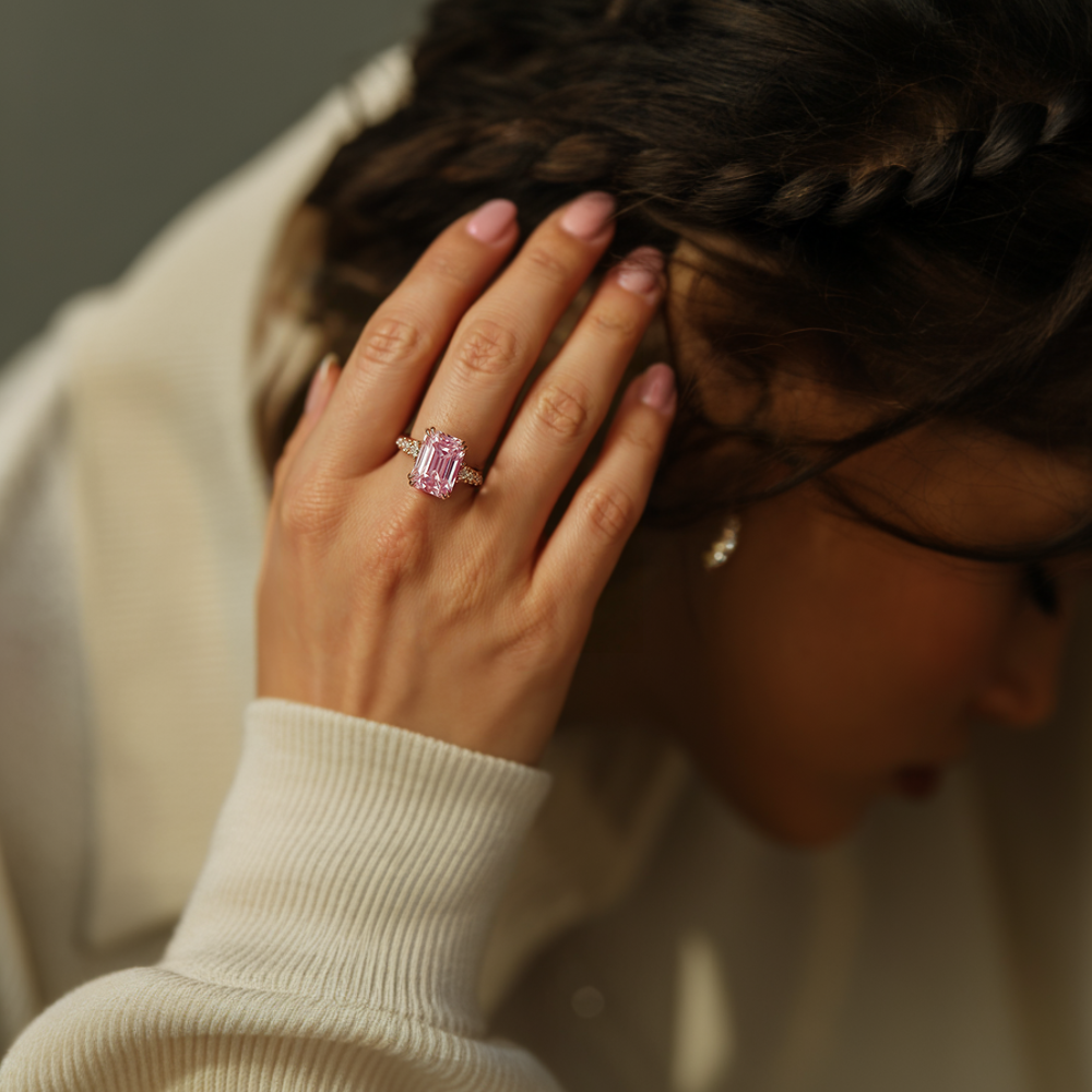 The Camilla - 18K Solid Rose Gold Moissanite Ring