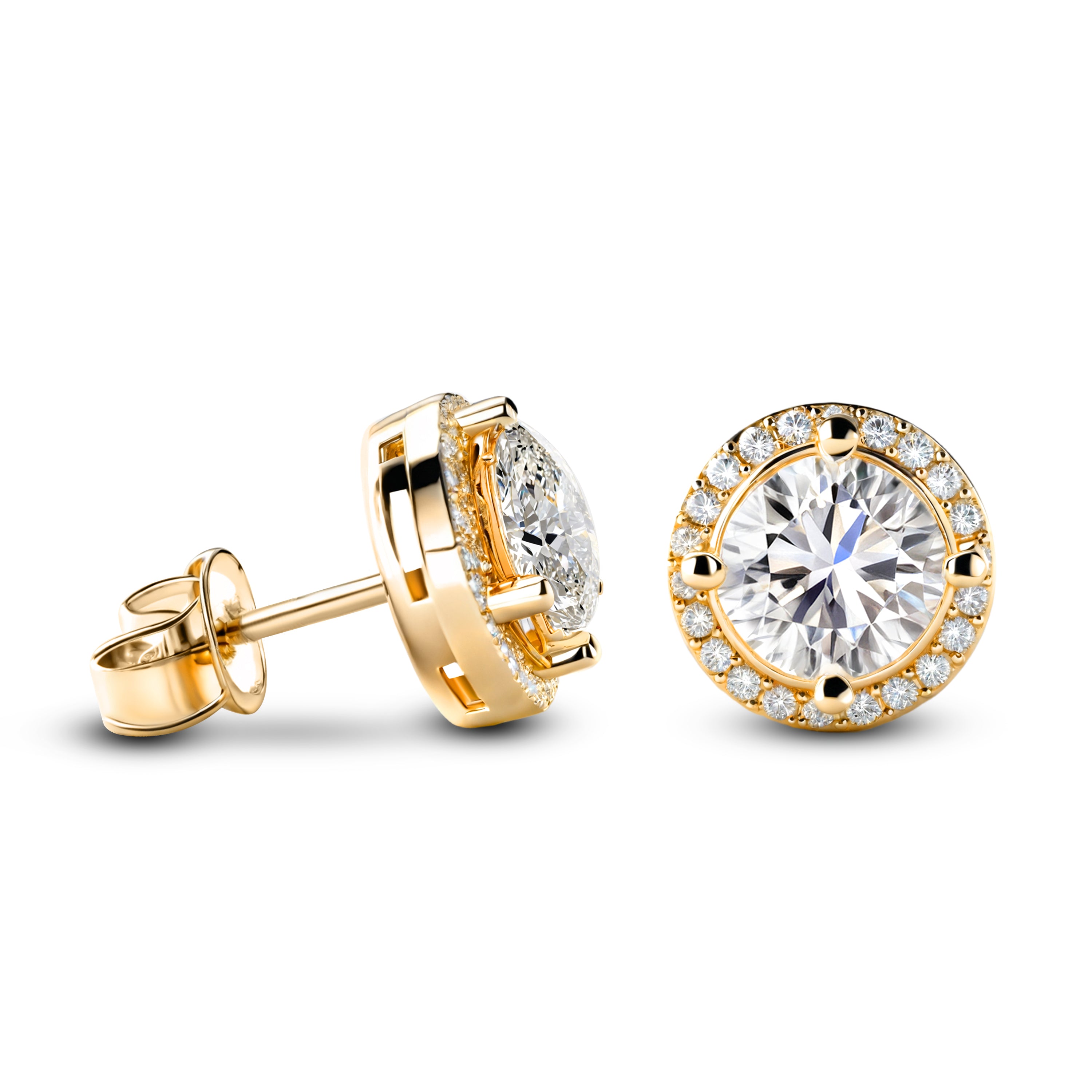 エレノア ヘイロー モアッサナイト ゴールド ピアス