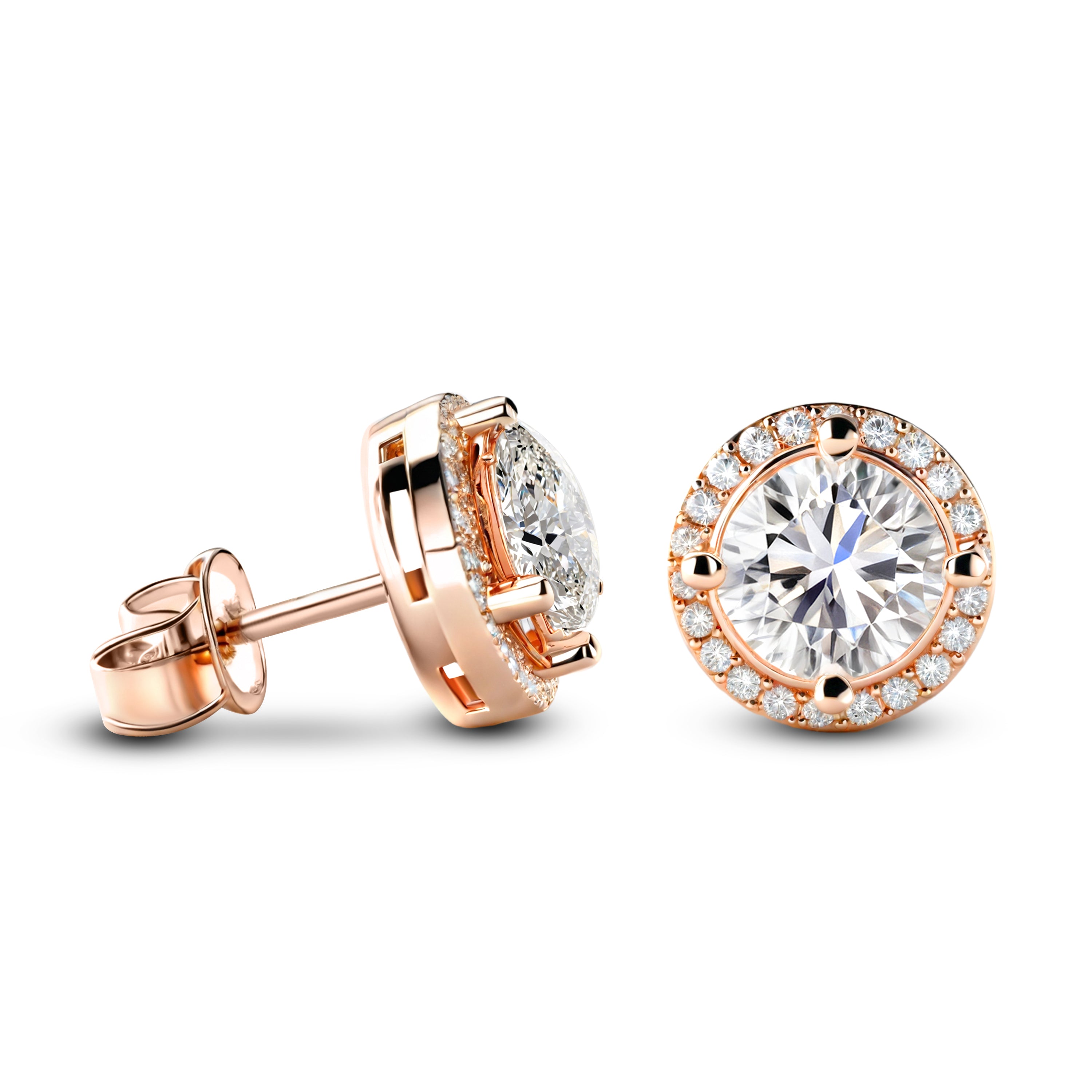 エレノア ヘイロー モアッサナイト ローズゴールド ピアス