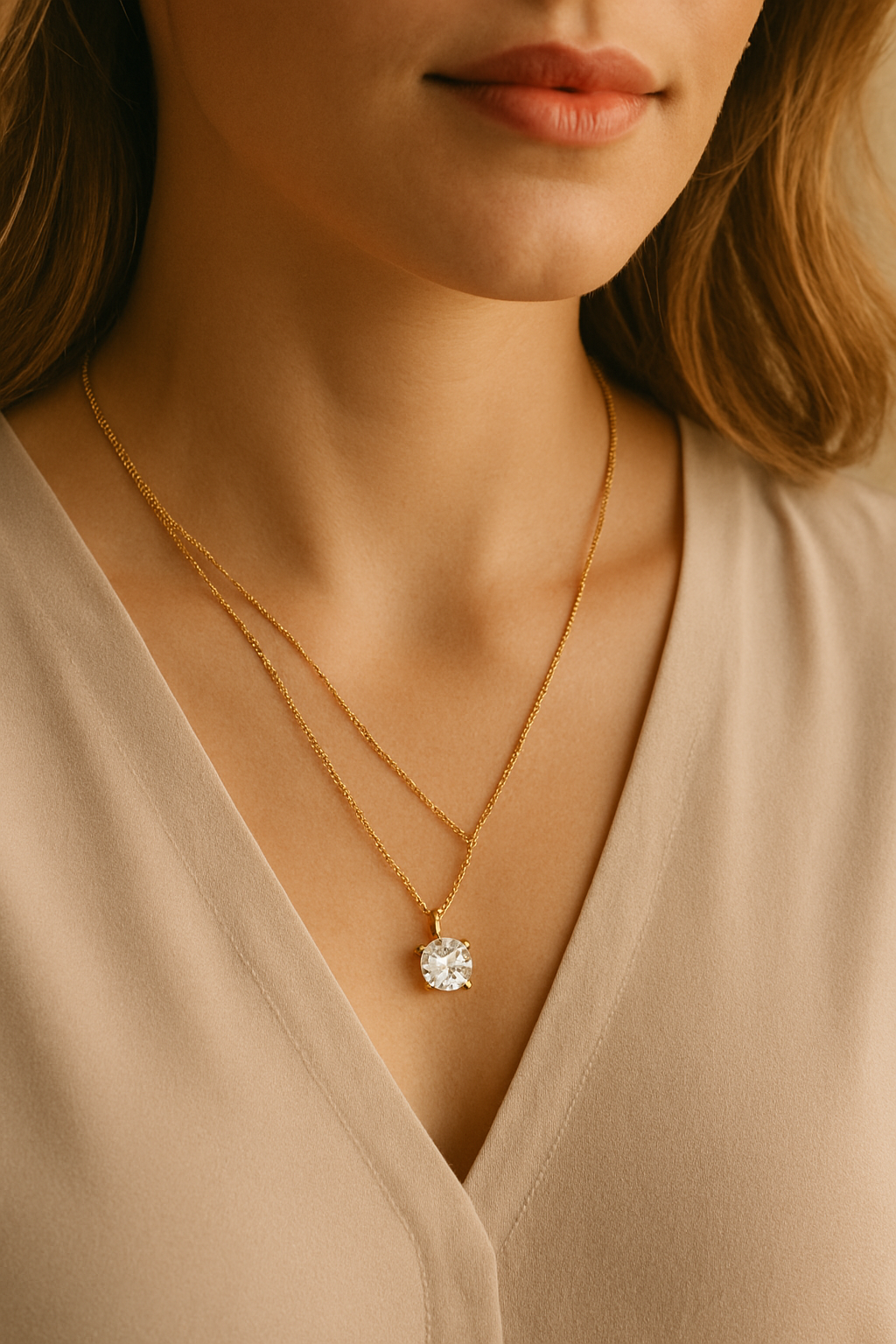 レディース レイヤード ソリティア ネックレス セット - S925 スターリングシルバー